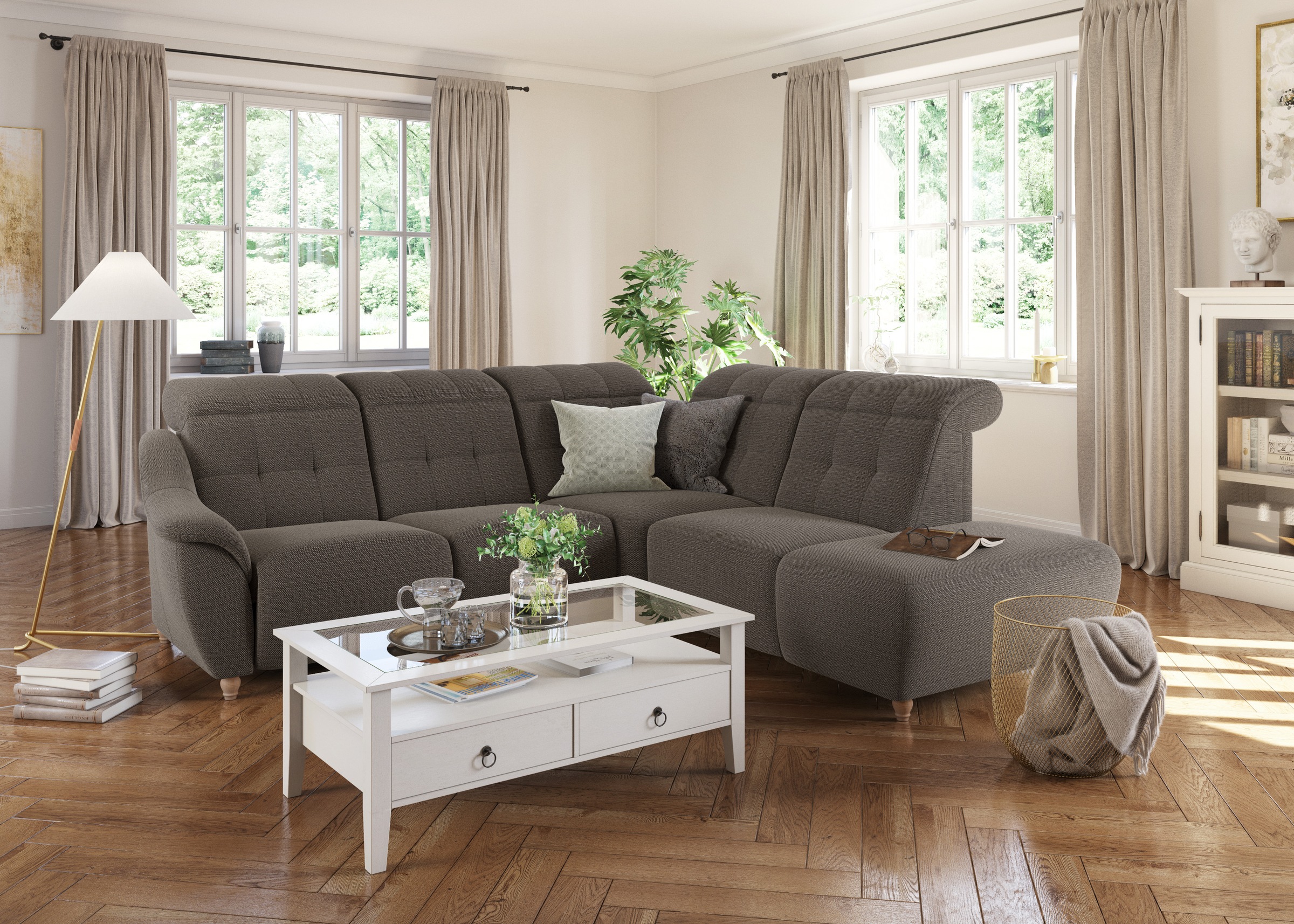 Home affaire Ecksofa »Boston L-Form« Kopfteilverstellung an jeder Sitzfläche, wahlweise Relaxfunktion