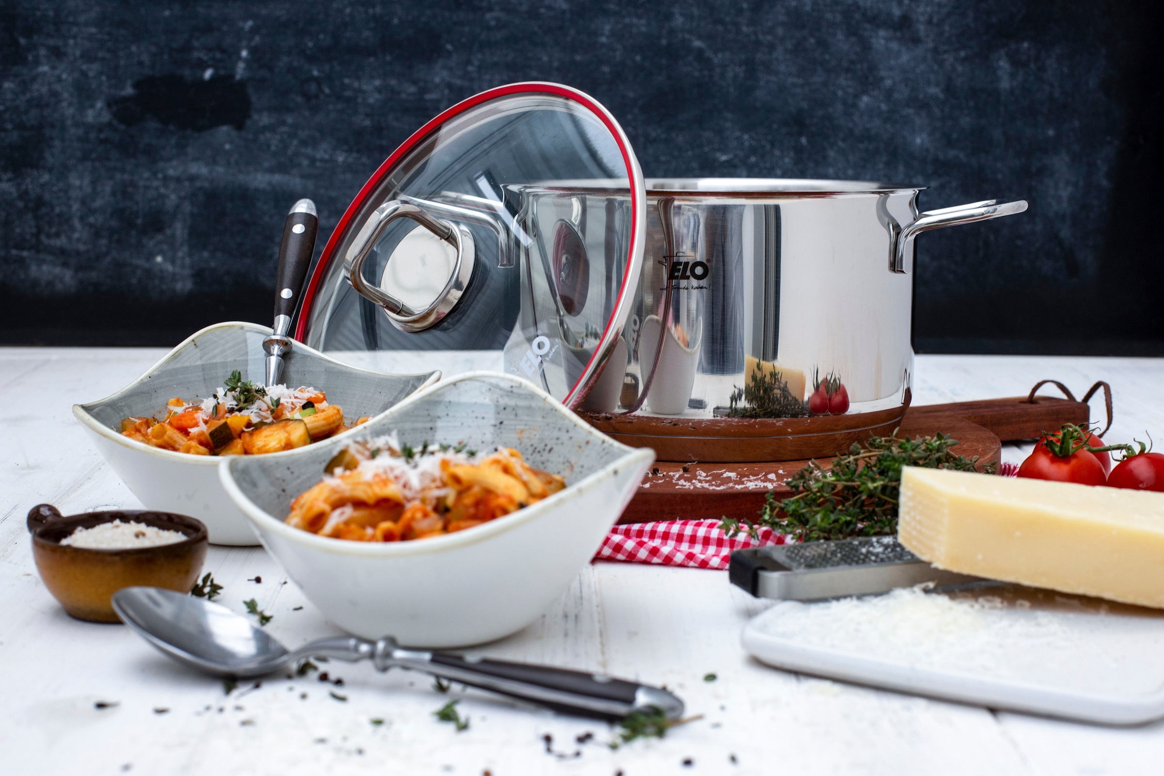 Elo Topf-Set »Excellent« Set, Bratentopf Ø 20 cm, je 1 Fleischtopf Ø 16/20/24 cm, Kasserolle Ø 16 cm, 6 Stk. tlg. Edelstahl 18/10