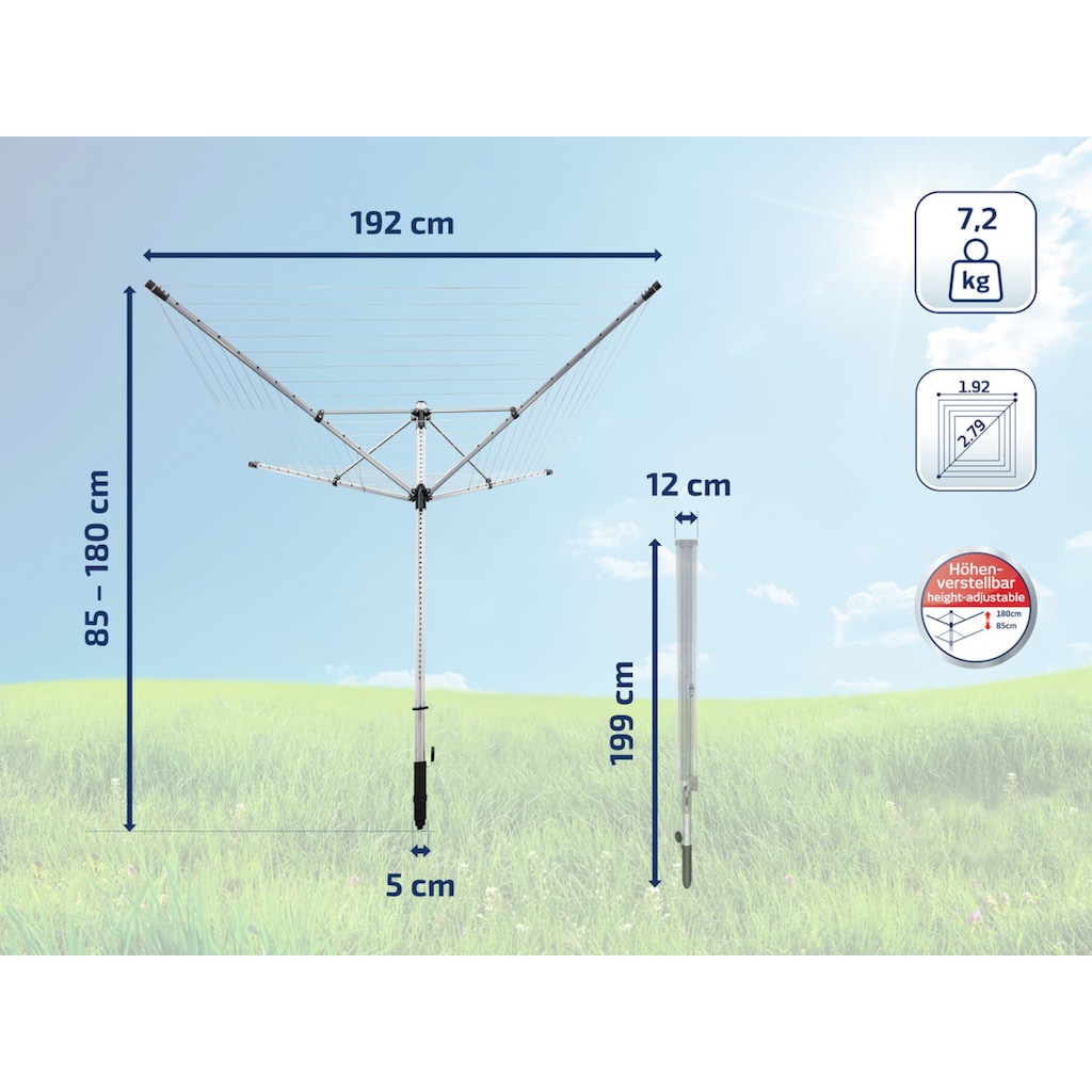 Leifheit Wäschespinne »LinoLift 600 QuickStart«, 60 m Leinenlänge