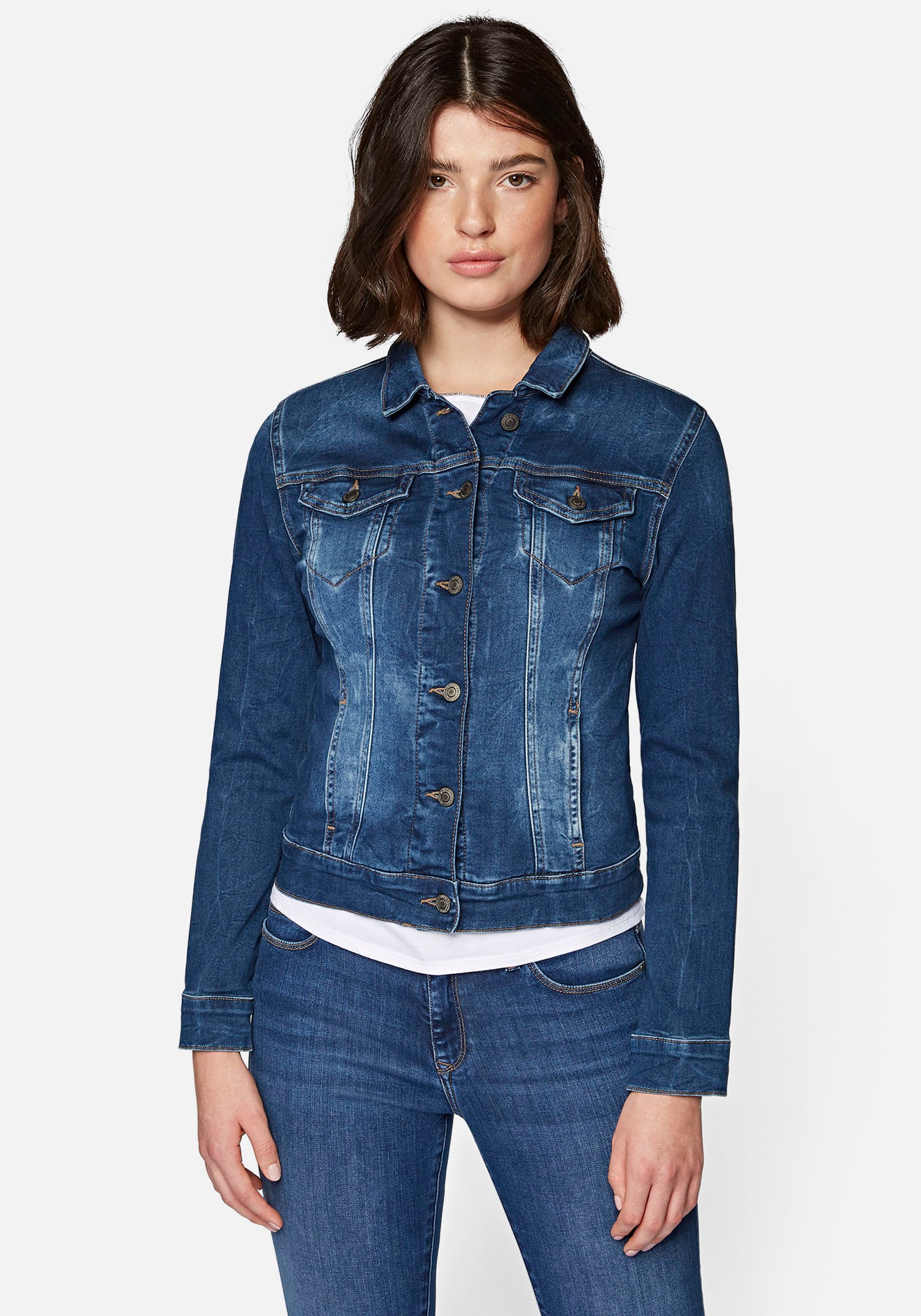 Mavi Jeansjacke, in angesagter Used-Waschung