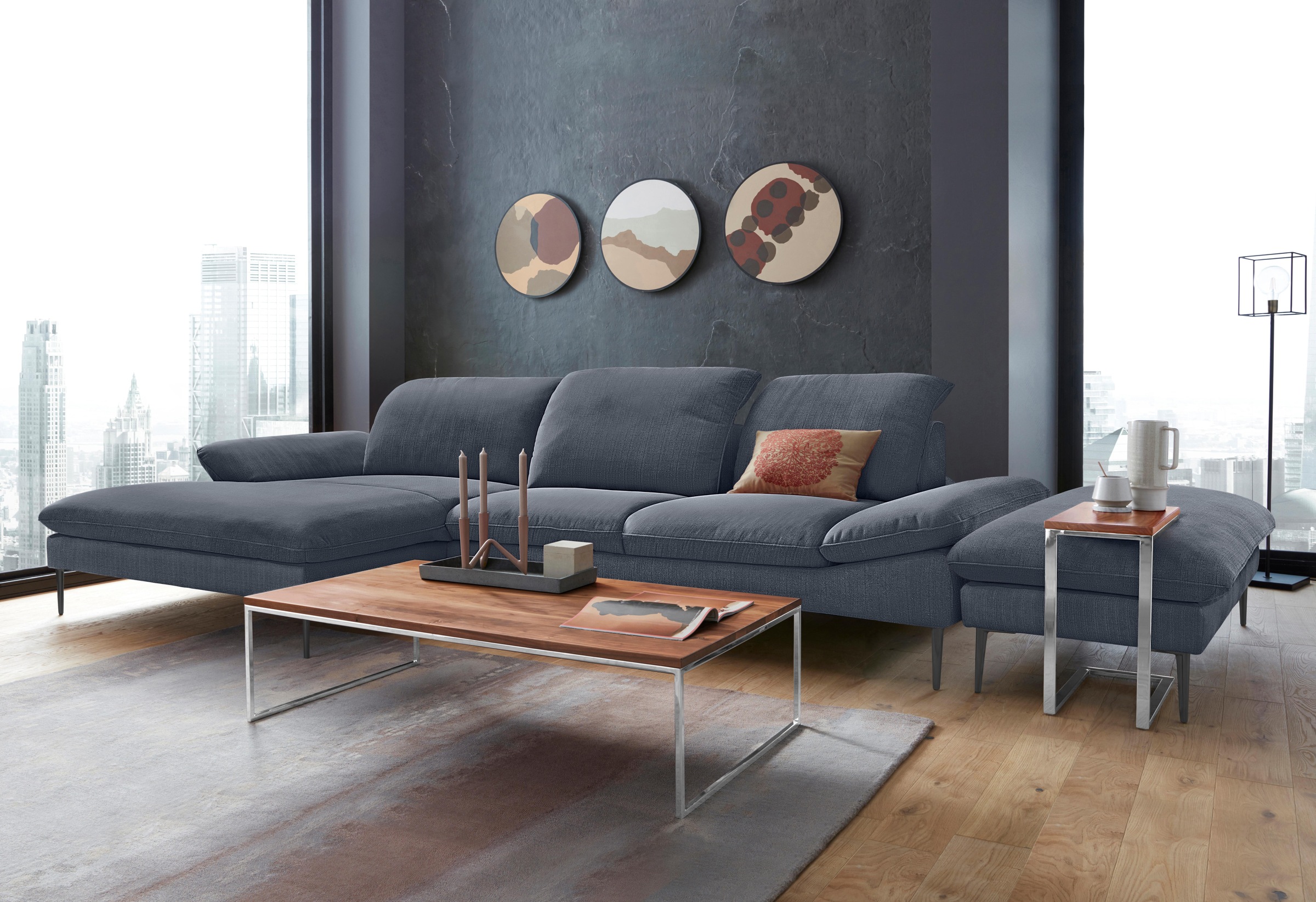 W.SCHILLIG Ecksofa »enjoy&MORE, Designsofa, bequem, zeitlos und elegant, L-Form« Sitztiefenverstellung, Füße schwarz pulverbeschichtet, Breite 340 cm