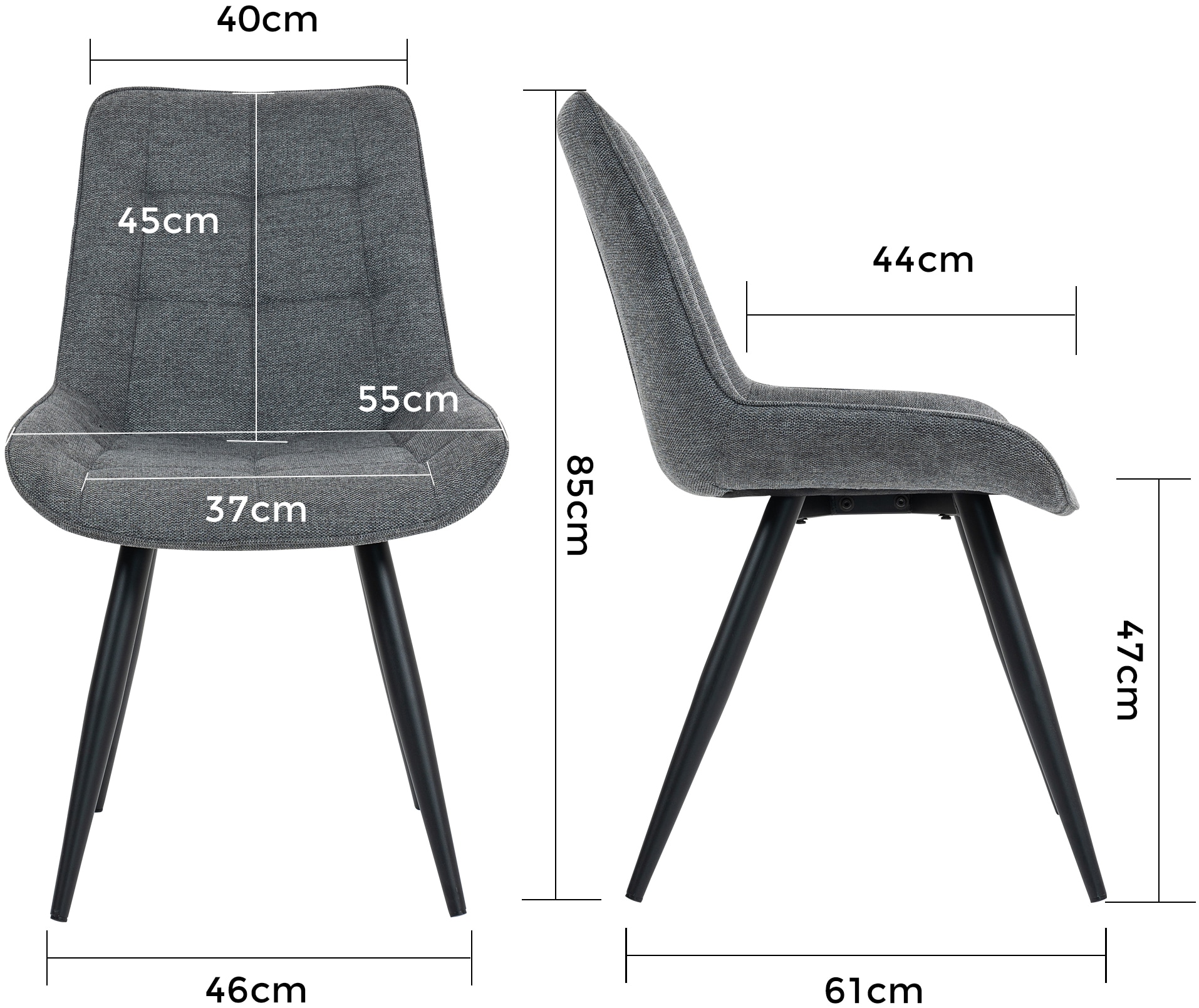 Duo Collection Esszimmerstuhl »Iris Esszimmerstuhl, 4er-Set« (Set) 4 Stk.robuster Stoffbezug, gesteppte Polsterung, bis 110 kg belastbar