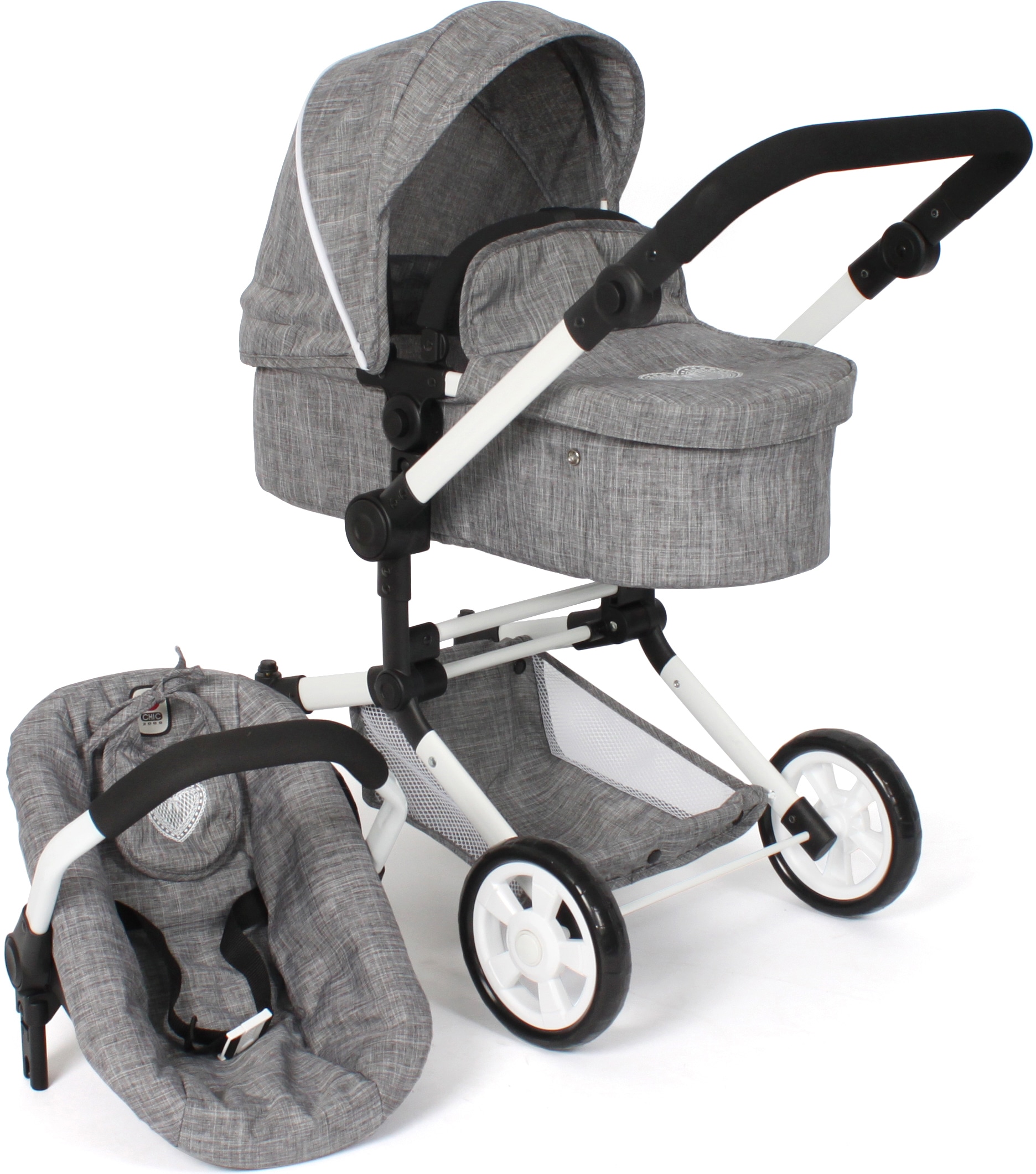 CHIC2000 Kombi-Puppenwagen »Linus, Jeans Grey«, mit Babywanne und Autositz