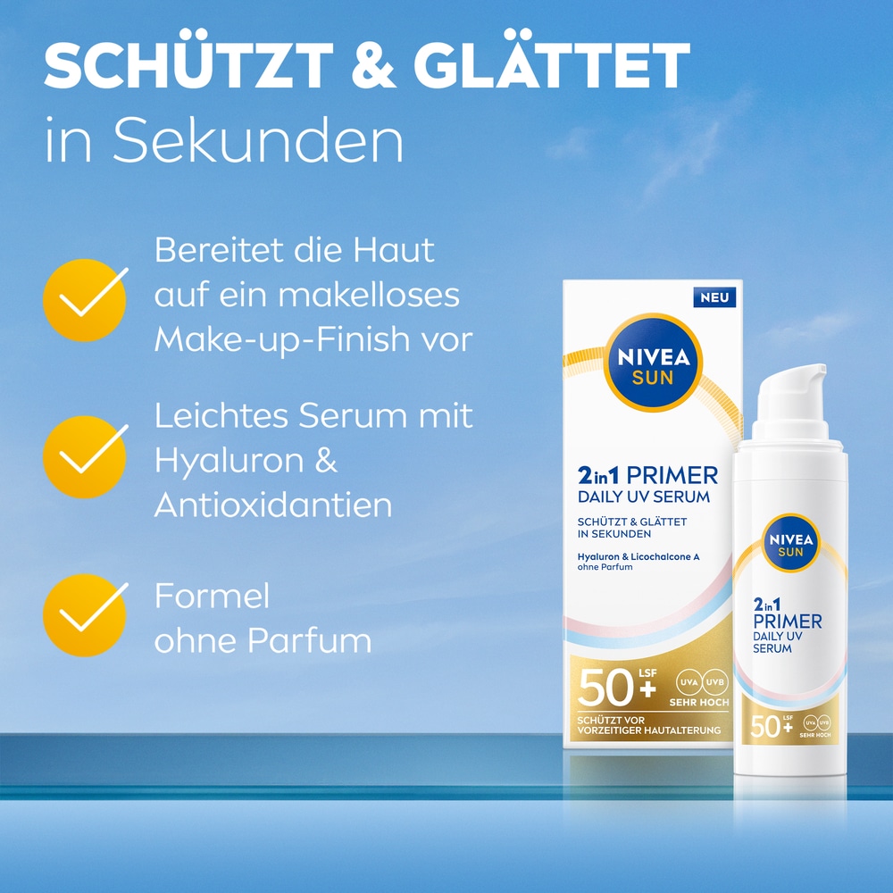 Nivea Sun Sonnenschutzpflege »NIVEA SUN UV Gesicht 2in1 Primer Serum LSF 50+«