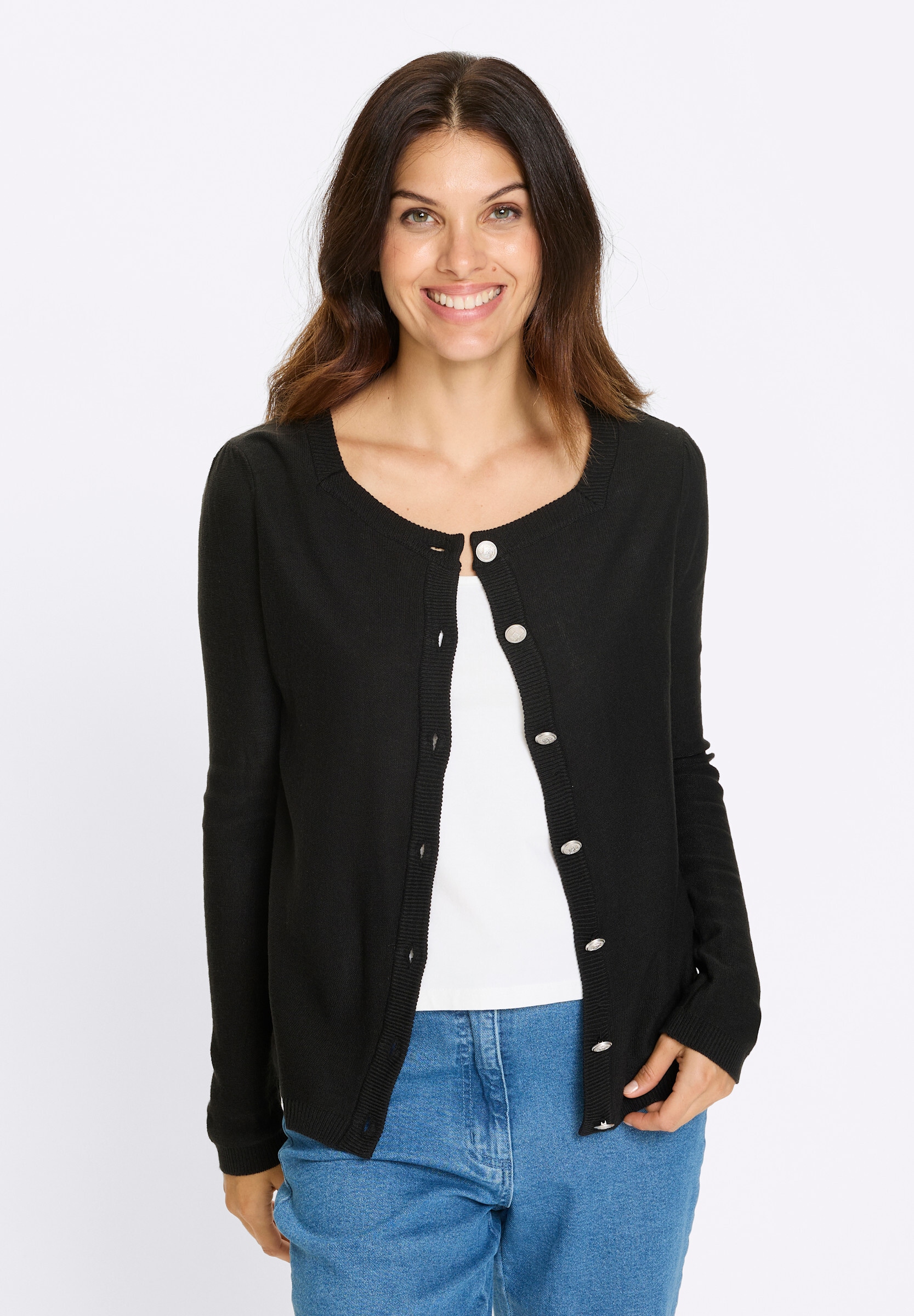 Sieh an! Trachtenstrickjacke »Strickjacke Strickjacke mit Trachtenknöpfen«