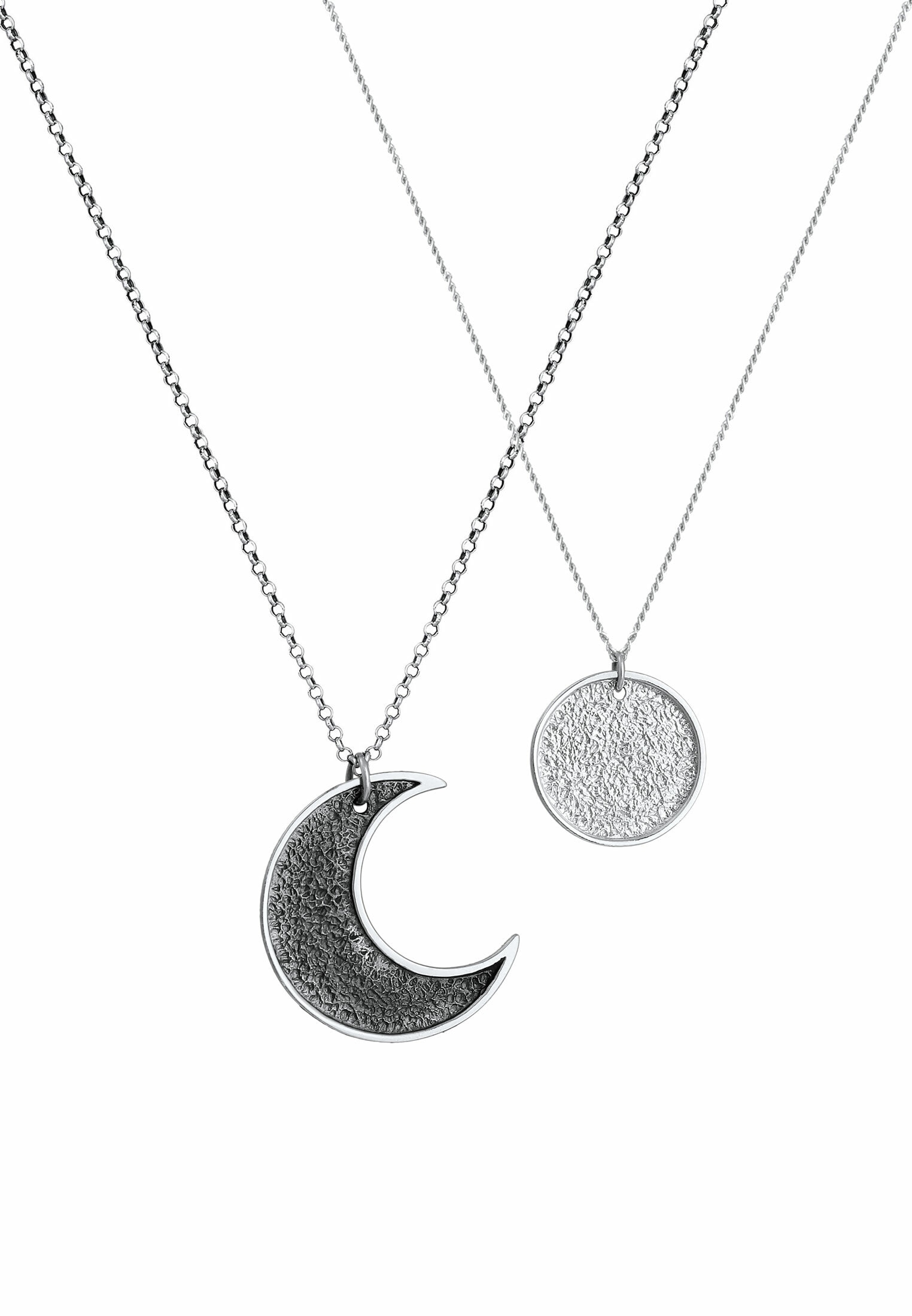 Elli Ketten-Set »Halskette Partnerkette Halbmond Sonne Plättchen 925 Silber«
