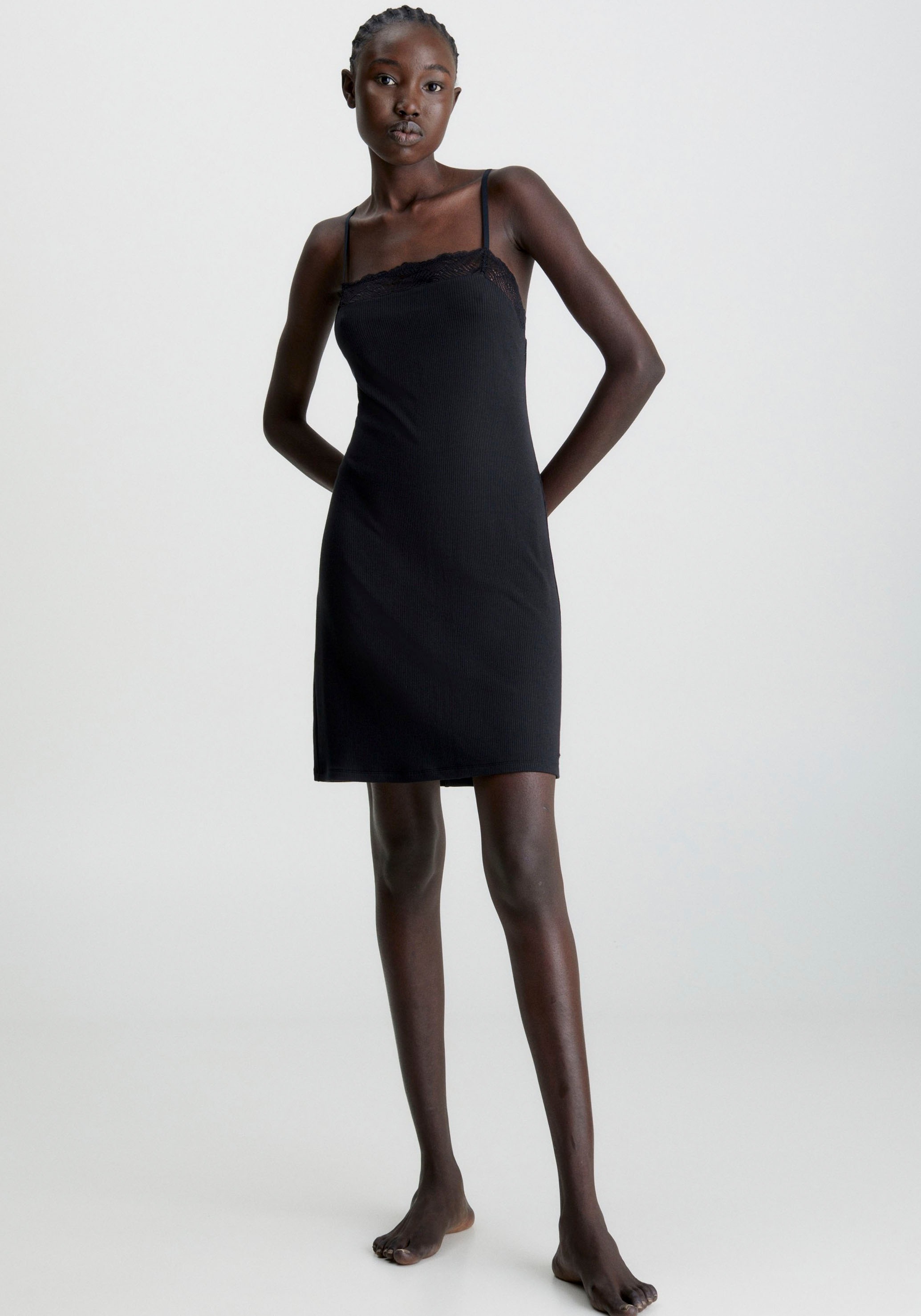 Calvin Klein Trägerkleid »CHEMISE«, mit Spitzenborte am Ausschnitt kaufen