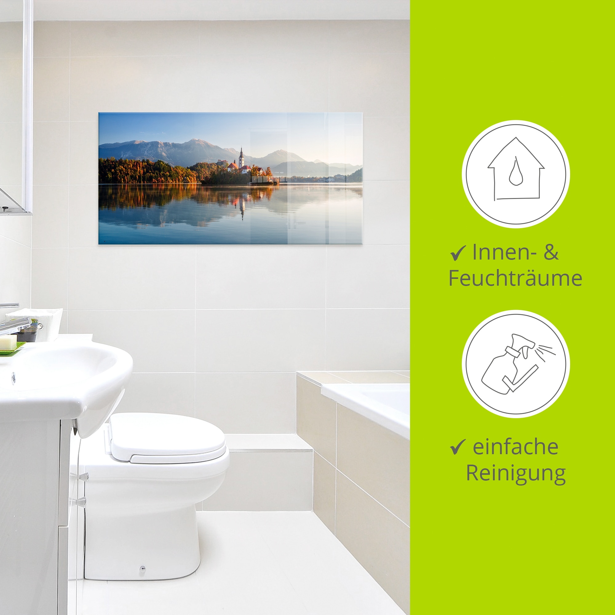 Artland Glasbild »Herbst am Bleder See Slowenien« Seebilder 1 Stk. tlg. in verschiedenen Größen