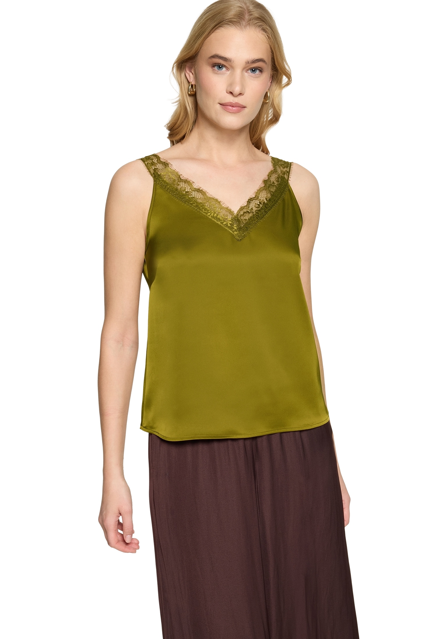 Zero Spitzenbluse »Basic-Top mit V-Ausschnitt«