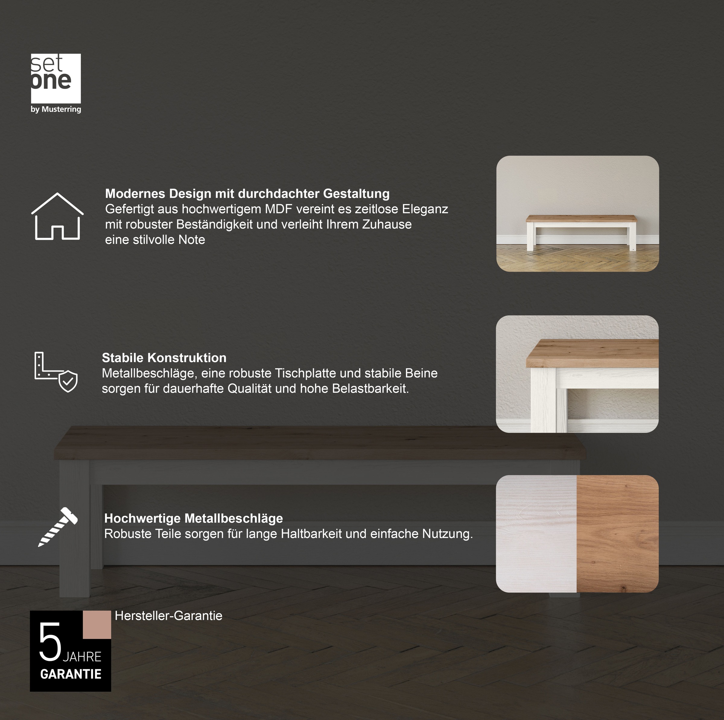 set one by Musterring Sitzbank »York« Typ 61, in 3 Farbvarianten, Landhausstil, Breite 160 cm
