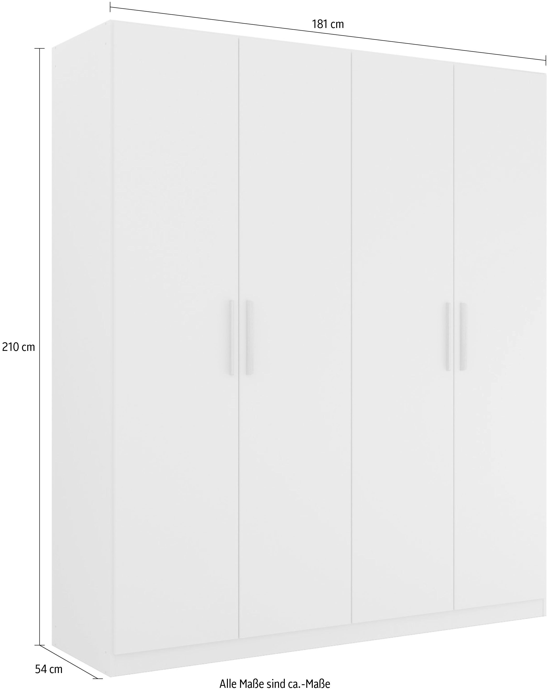 rauch Kleiderschrank »Skandi by Quadra Spin Schlafzimmerschrank« im Landhaus-Stil mit Massivholzgriffen aus Wildeiche