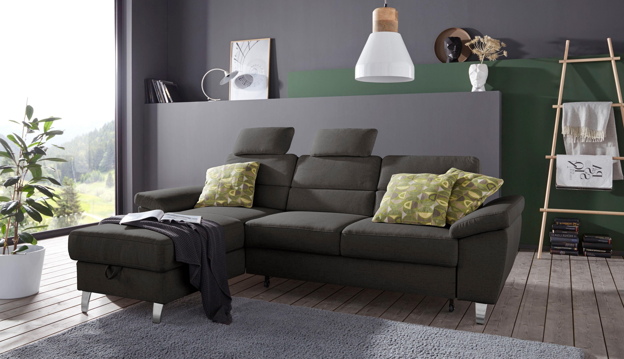 sit&more Ecksofa »Sorano L-Form« wahlweise mit Schlaffunktion und Bettkasten