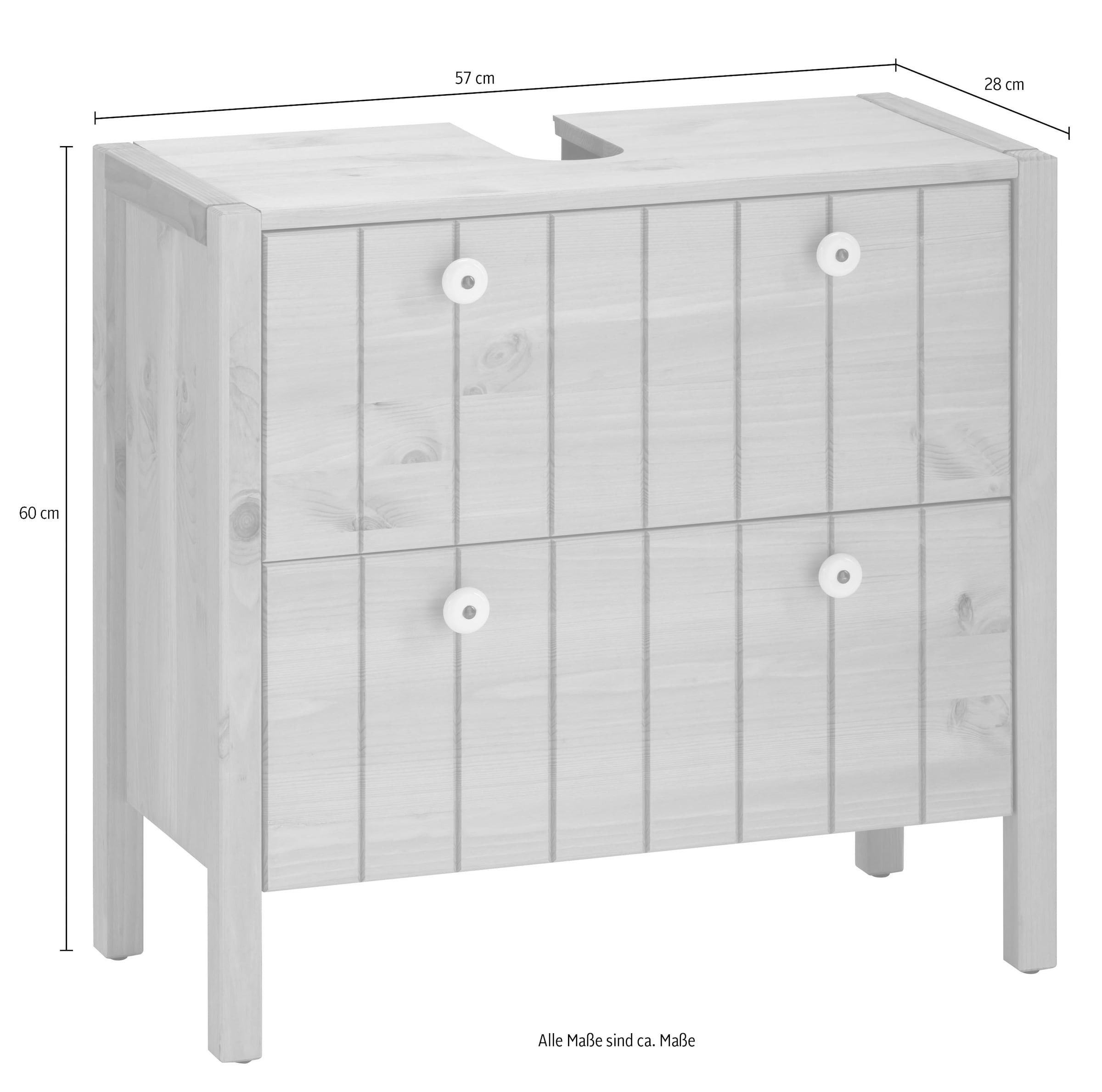 Home affaire Waschbeckenunterschrank »Tina« Badmöbel,  Schrank, Breite 57 cm, Massivholz