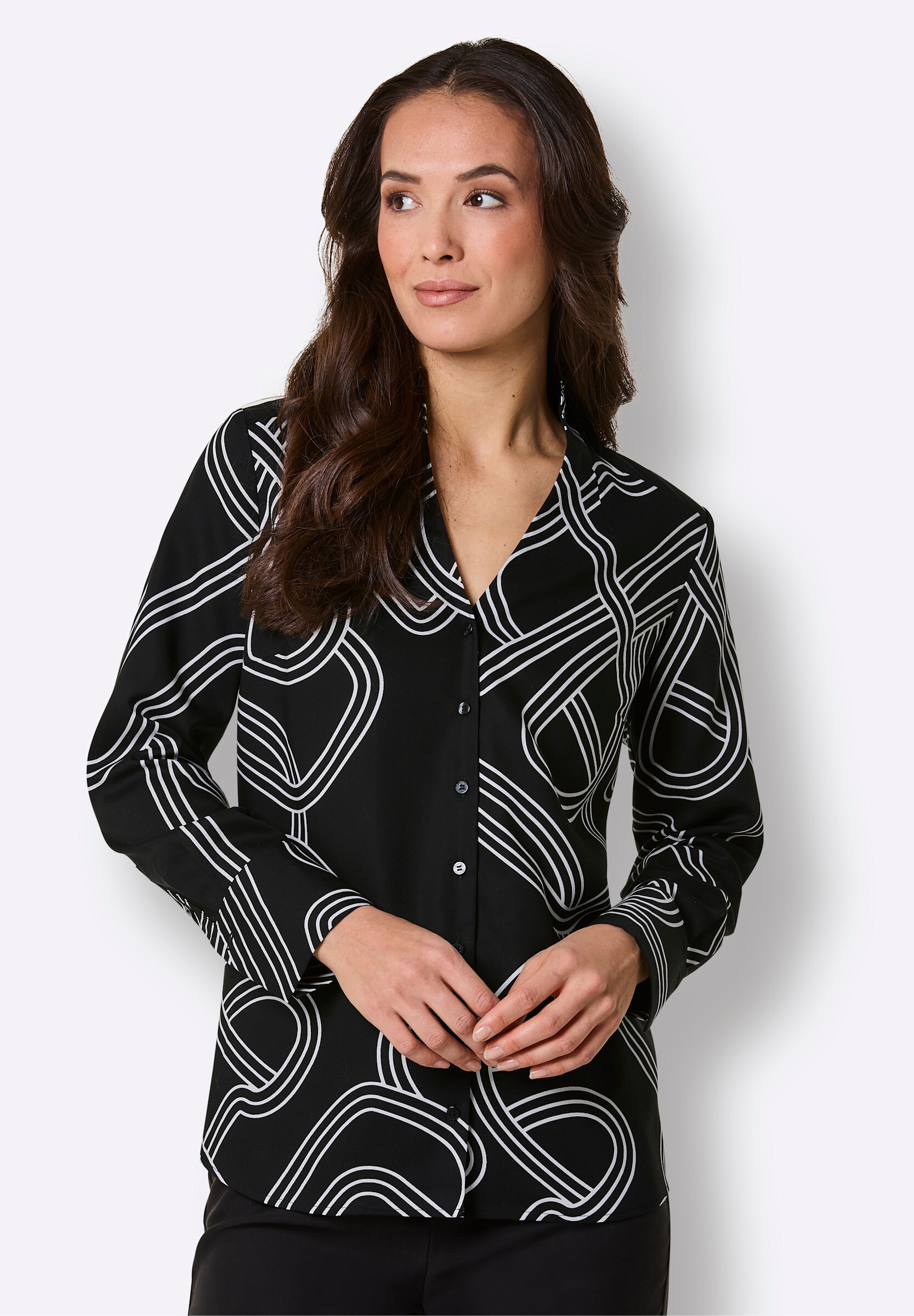 creation L Klassische Bluse »Lyocell-Bluse Druckbluse mit Manschetten«