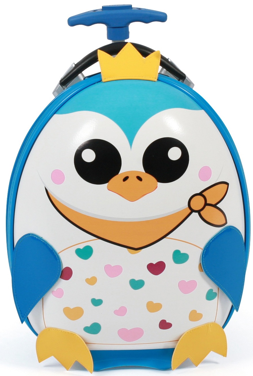 CHIC2000 Kinderkoffer »Bouncie, Pinguin Blau«, 2 Rollen, Hartschalen-Trolley