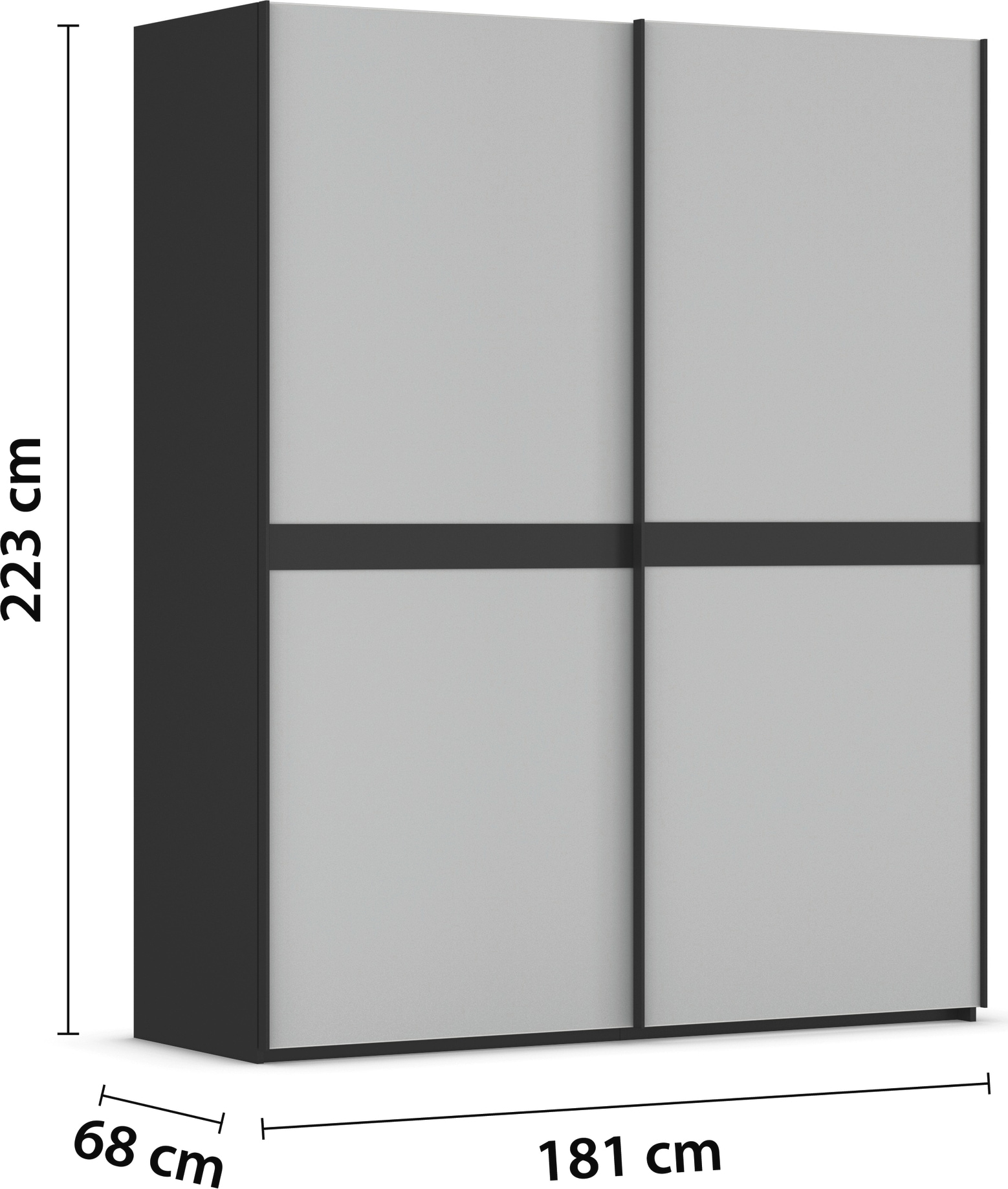 rauch Schwebetürenschrank »Kleiderschrank Schrank Garderobe Schlafzimmerschrank SCALE-LINE«, edle Optik mit Bauchbinde in Korpusfarbe mit Glasfront MADE IN GERMANY