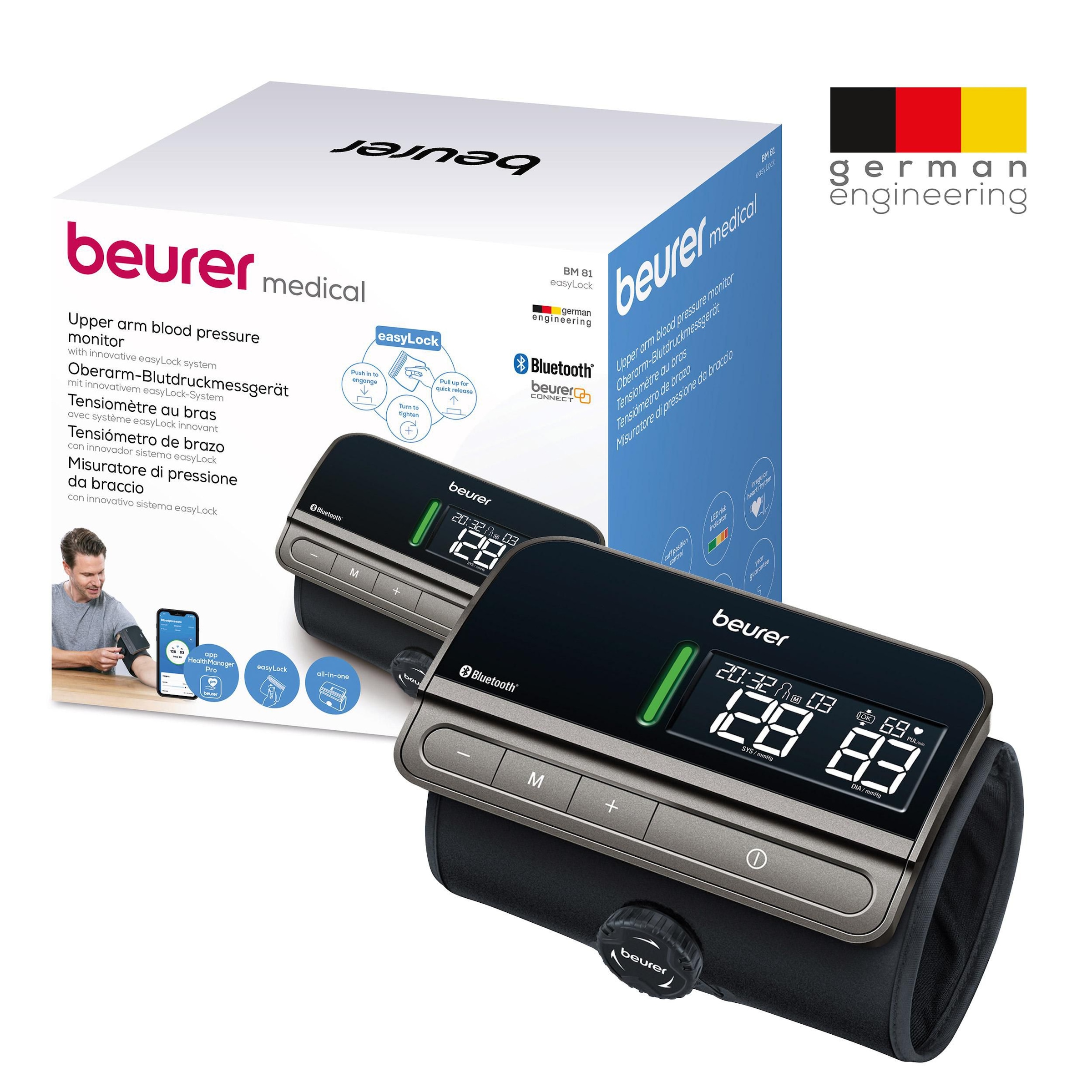 BEURER Oberarm-Blutdruckmessgerät »BM 81 easyLock für einfache Messung ohne Kabel und Schläuche«, Manschette anlegen, festdrehen und direkt die Messung starten