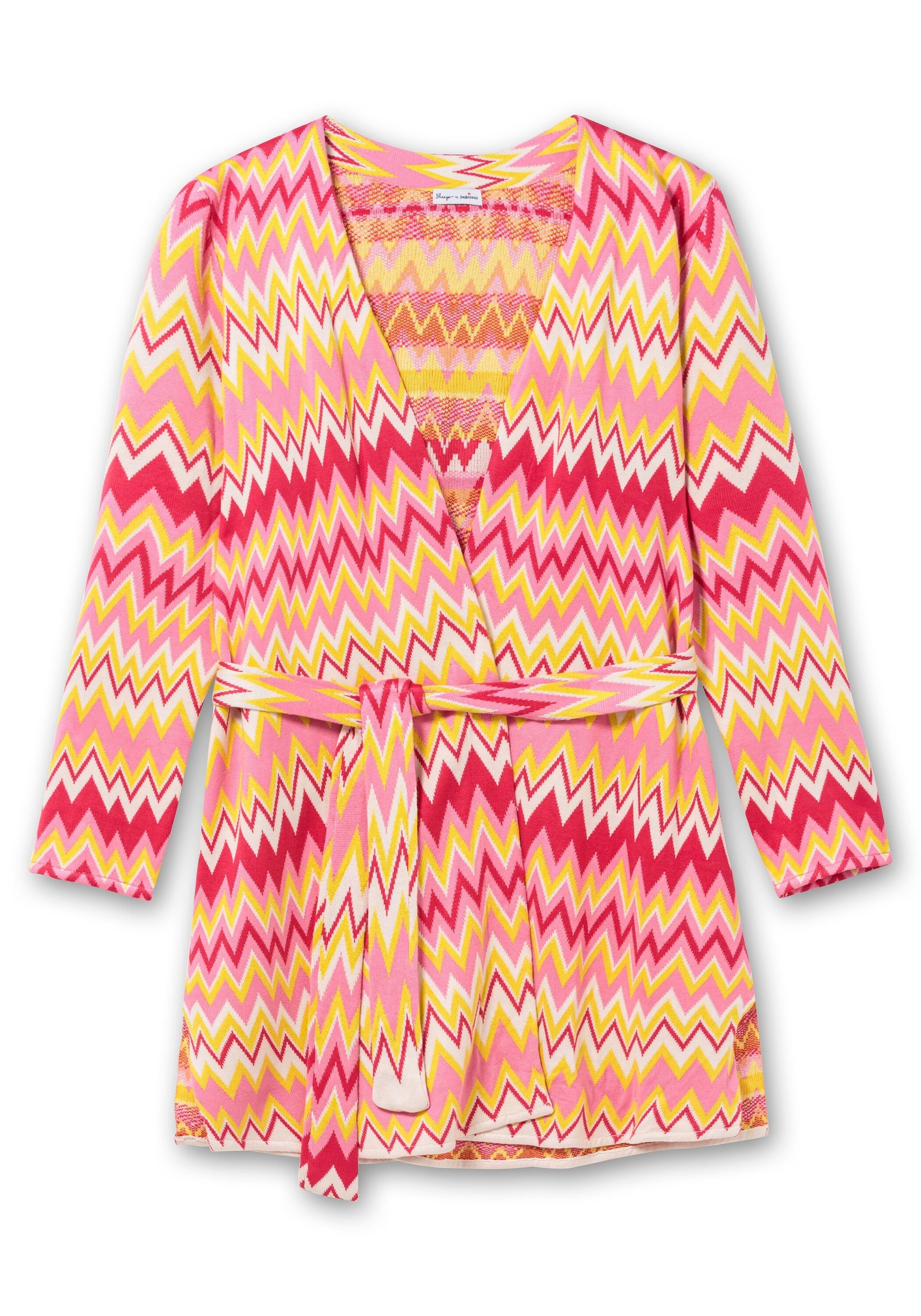 Sheego Longstrickjacke »Lange Strickjacke im Zickzack-Jacquardmuster«
