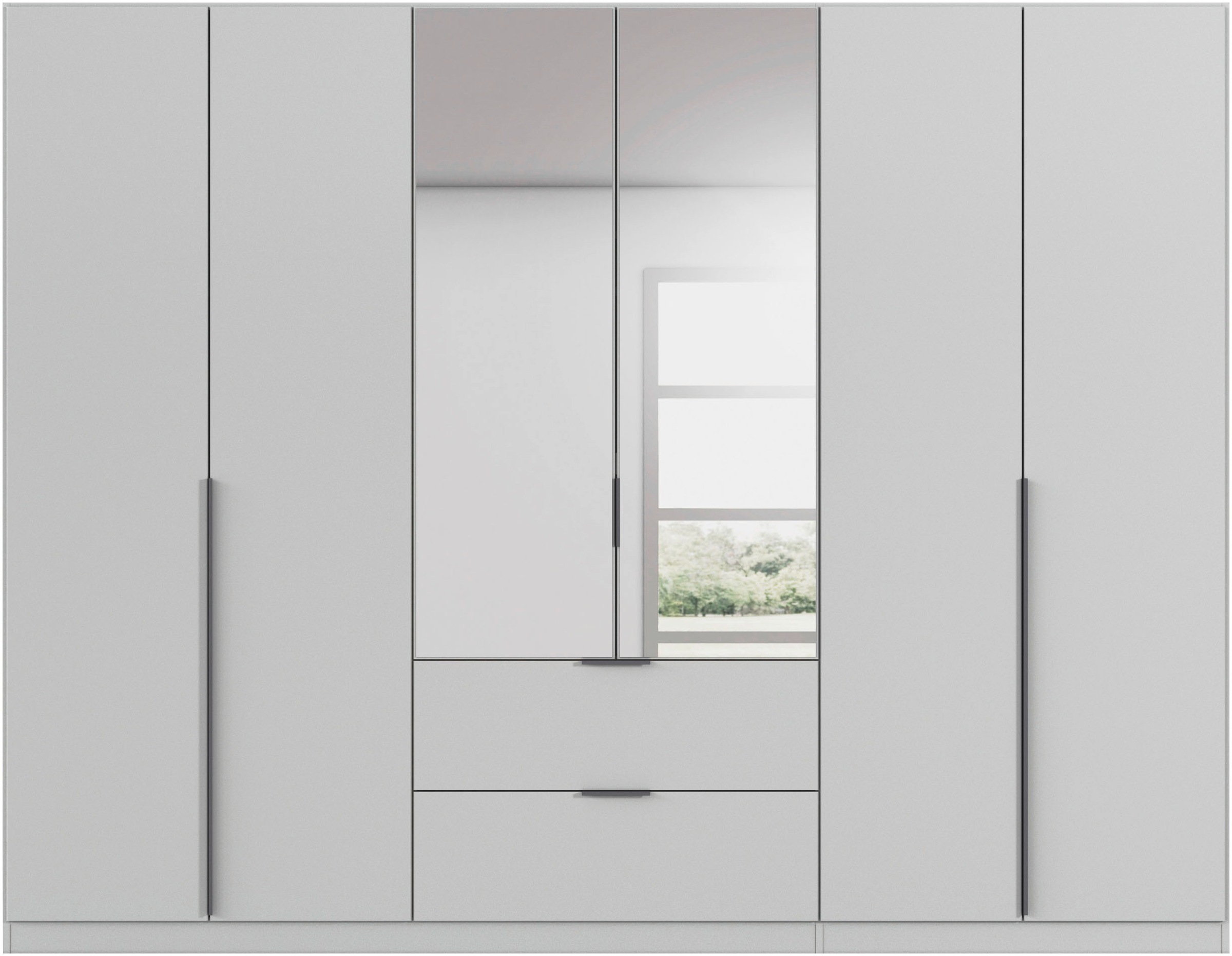 rauch Drehtürenschrank »Kleiderschrank Schrank Garderobe AGORDO mit Dekor- oder Hochglanzfront«, (in zwei Griff-Farben mit Dekor- oder Hochglanzfront), mit Außenschubkästen, in 6 Breiten und 2 Höhen MADE IN GERMANY