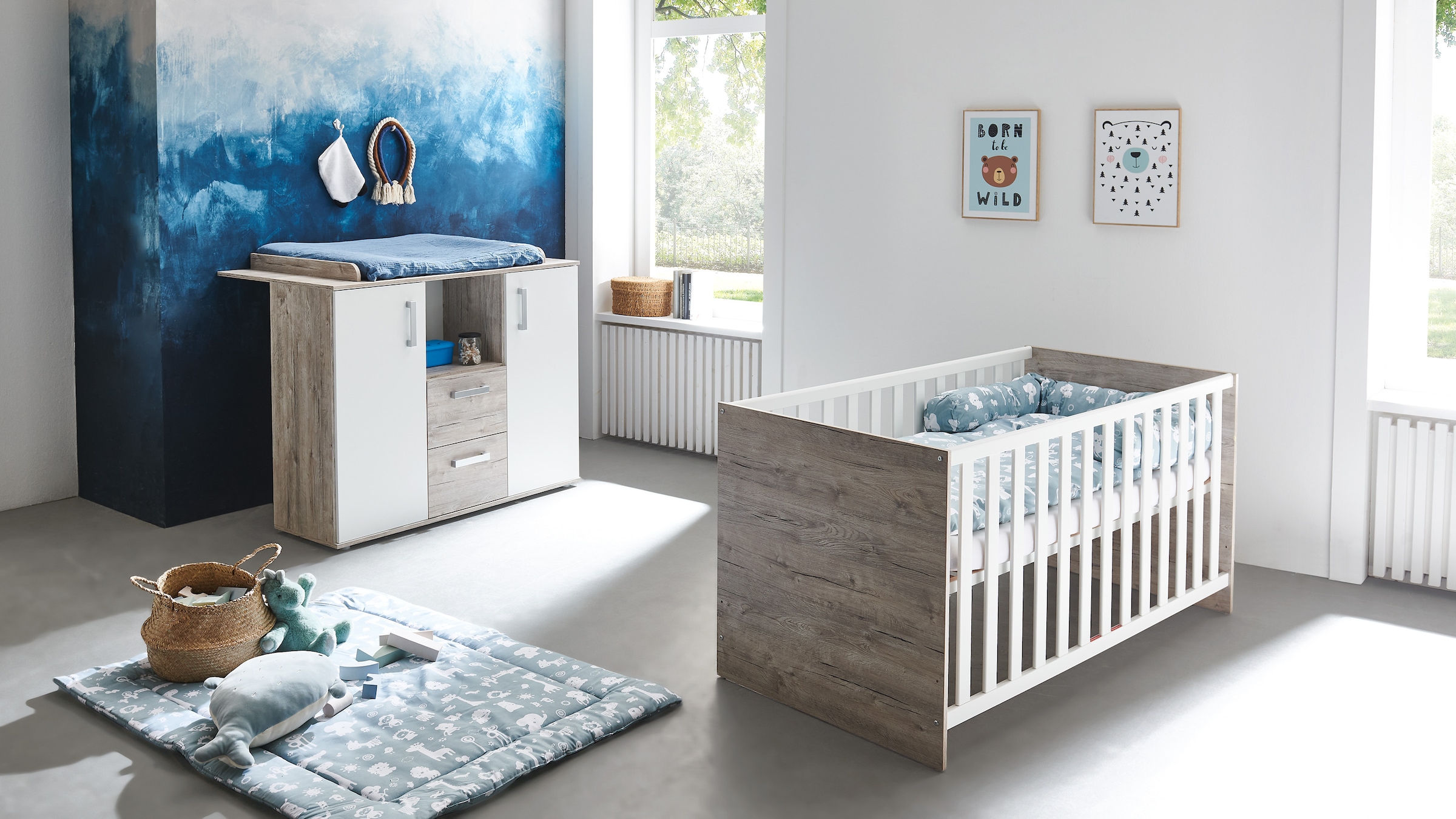 Babymöbel-Set »Bente«, (Spar-Set, 2 tlg., Kinderbett, Wickelkommode), mit Kinderbett...