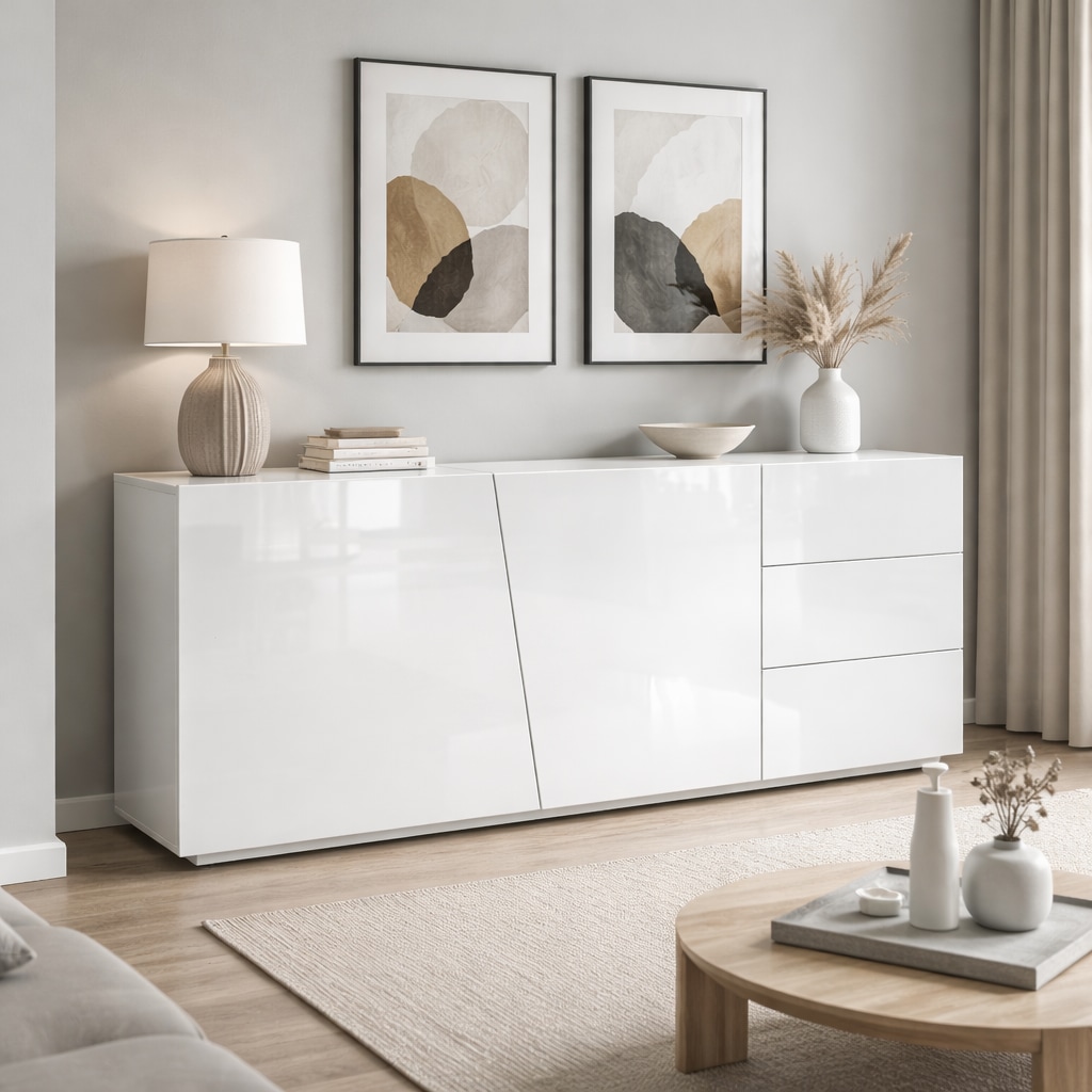 OTTO home Kommode »San Remo, Kombikommode, Sideboard, mit viel Stauraum, Hochglanz« Moderne Kommode, UV-lackiert, grifflos, push-to-open-Funktion, B=180cm