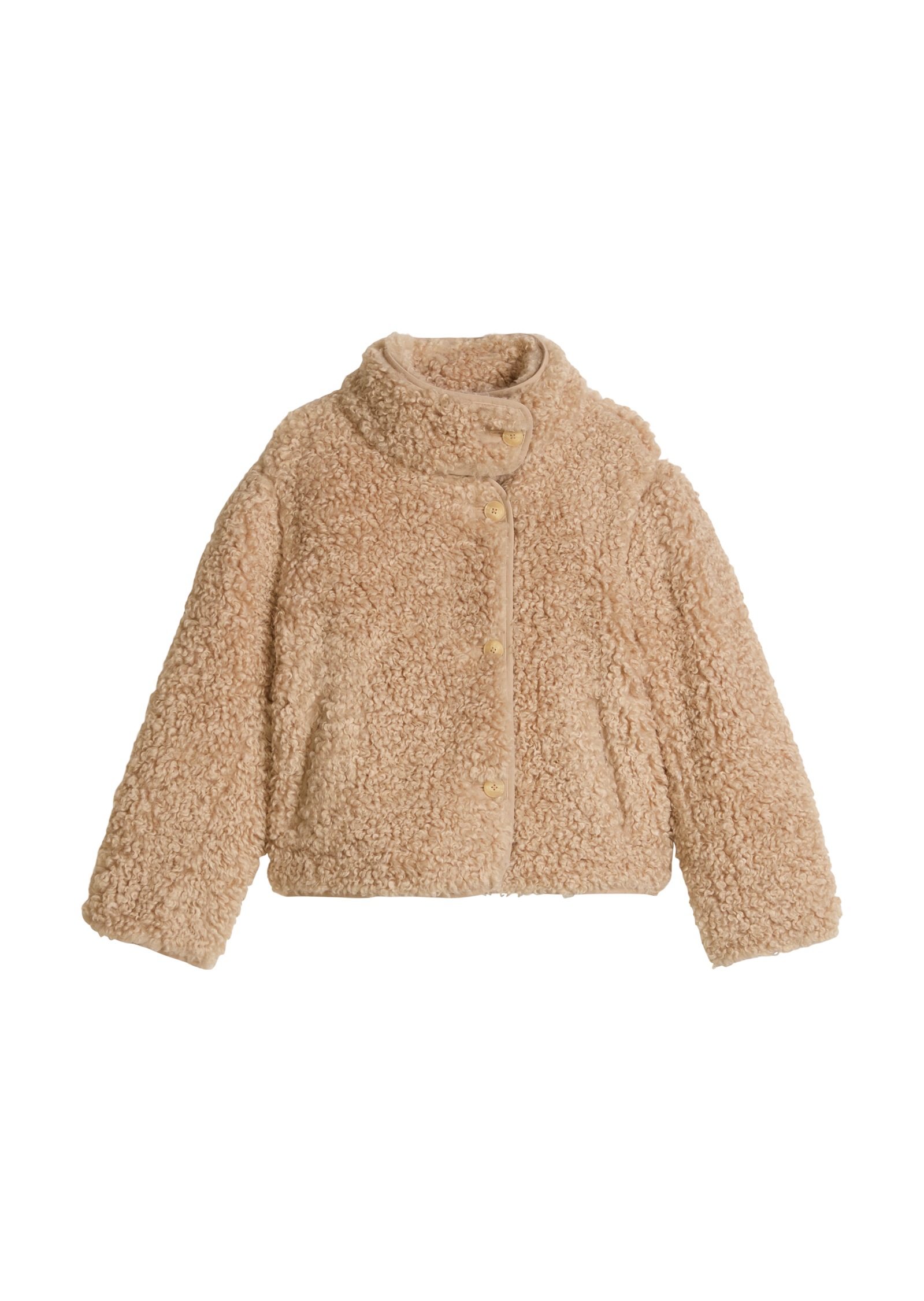 Marc O'Polo DENIM Plüschjacke aus weichem Curly-Plüsch, Regular Fit, Stehkragen