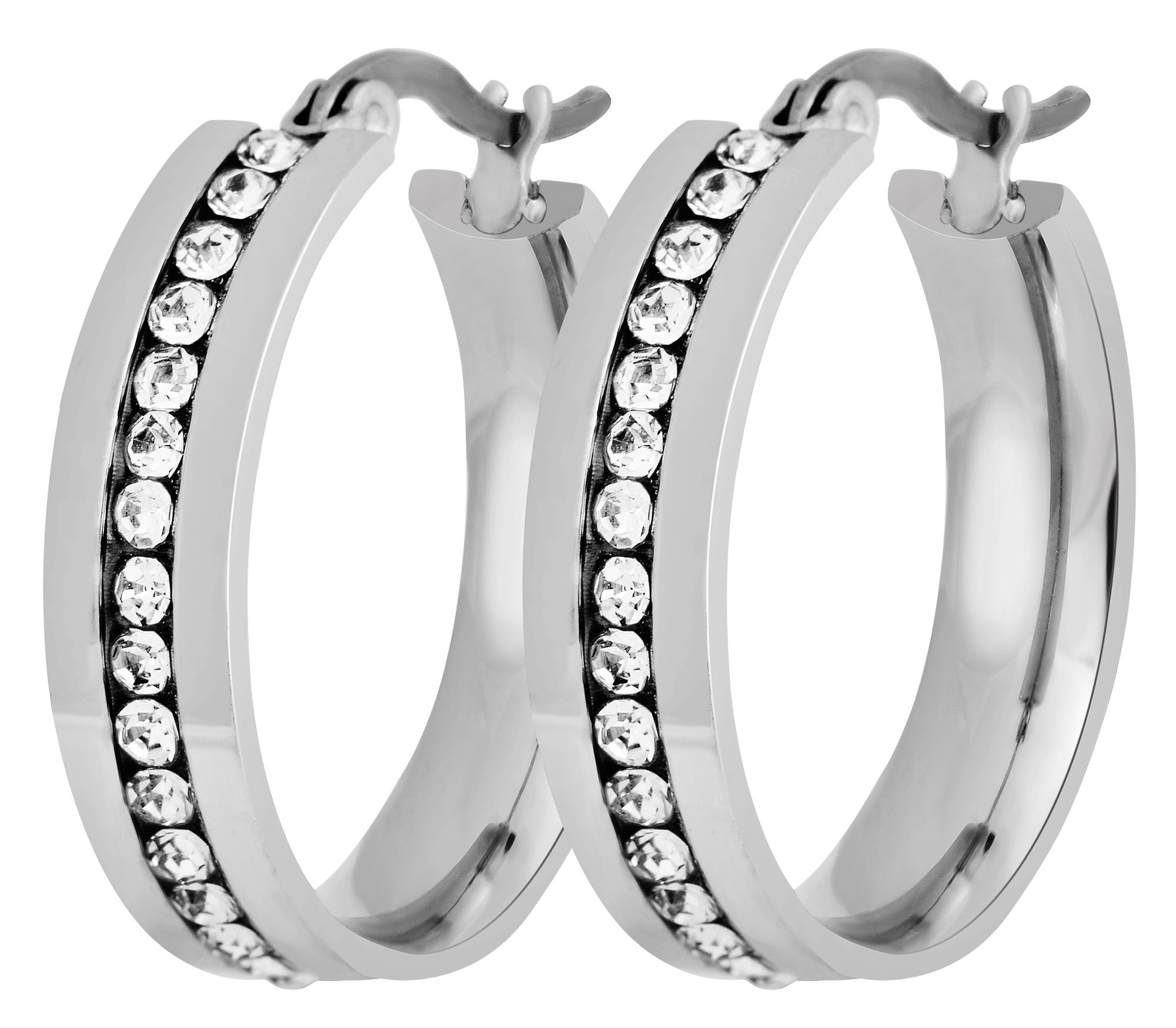 Adelia´s Paar Creolen »Damen Ohrringe ¿ Creole aus Edelstahl mit Strass«