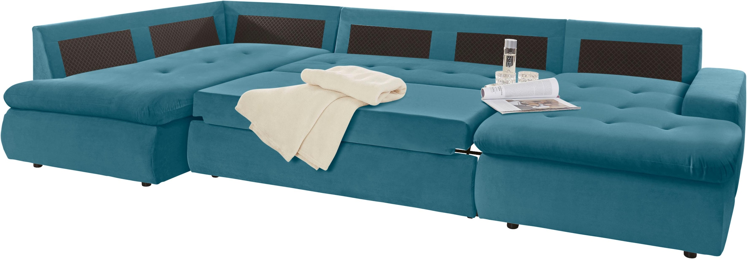 TRENDMANUFAKTUR Wohnlandschaft »Indie II, tolle Detailverarbeitung, bequem und komfortabel im Sitz«, wahlweise mit Bettfunktion, U-Form