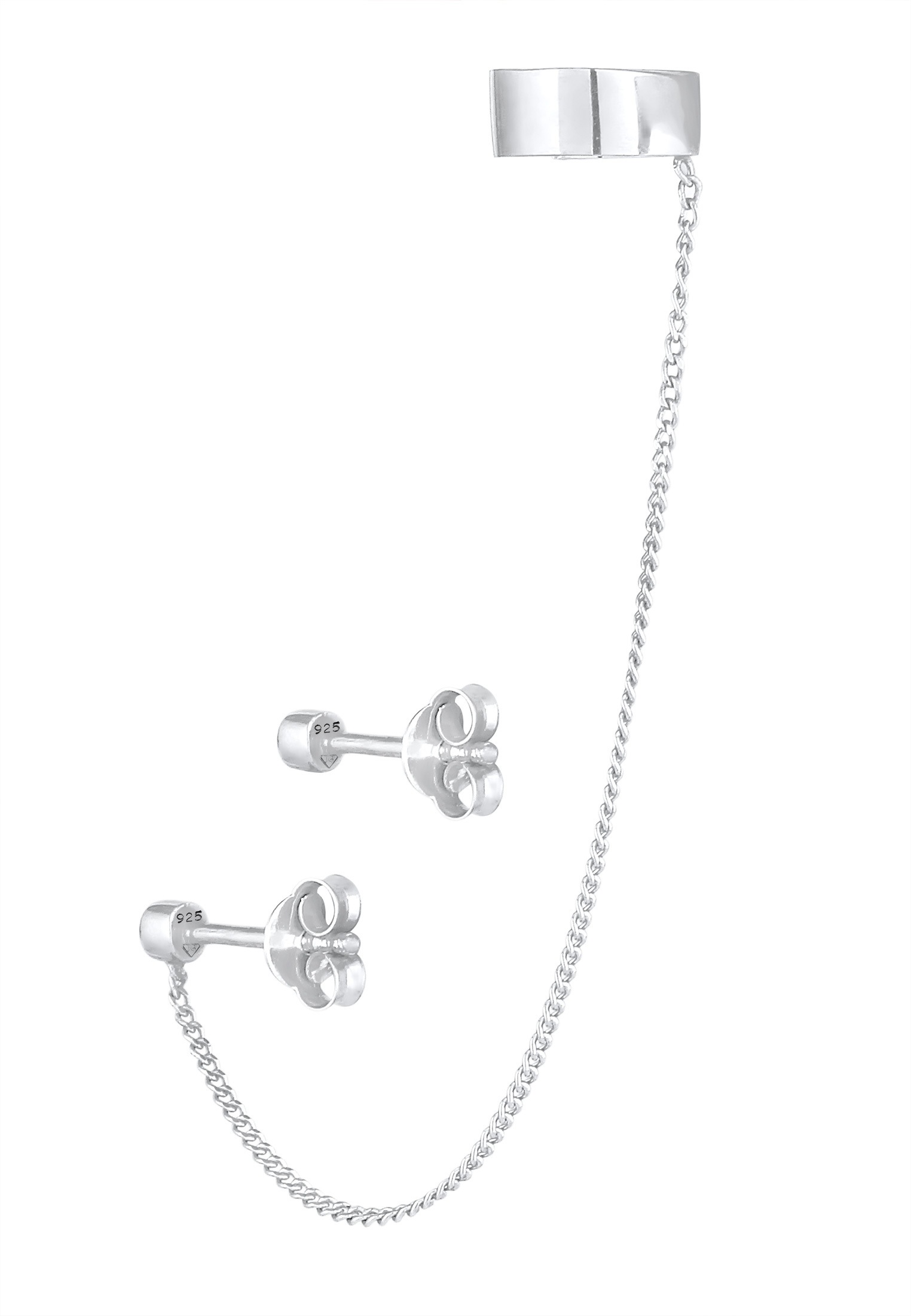 Elli Paar Ohrstecker »Ohrringe Earcuff Stecker Rund 925 Silber, mit Kristallen von Swarovski®«