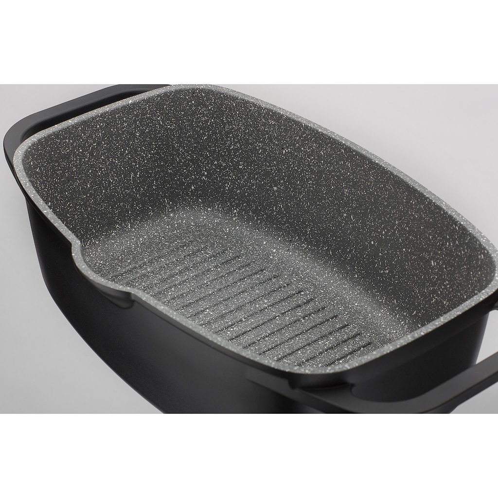 GSW Topf-Set »Gourmet Granit«, Aluminiumguss, (Set, 5 tlg., 1 Bräter, 1 Grillpfanne Ø 28cm, je 1 Bratpfanne Ø 20/24cm, 1 Kochzange)