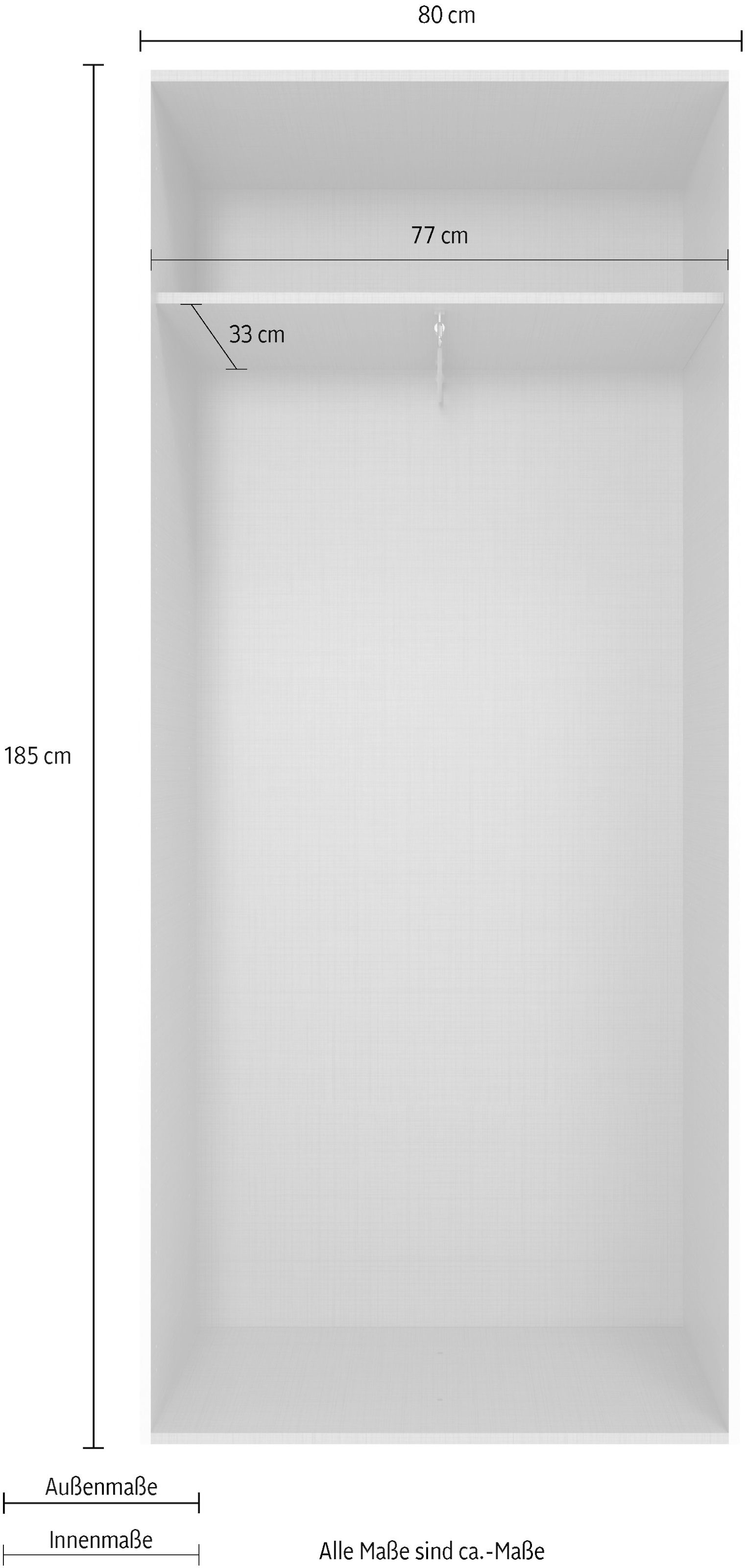 Wimex Kleiderschrank »Mugano,in 8 Breiten,3 Höhen,2 Tiefen, viele Farben, Made in Germany«, (in Basic oder Premium Ausstattung mit 2 weiteren Einlegeböden), mit langen oder kurzen Griffen aus Metall, mit oder ohne Spiegel