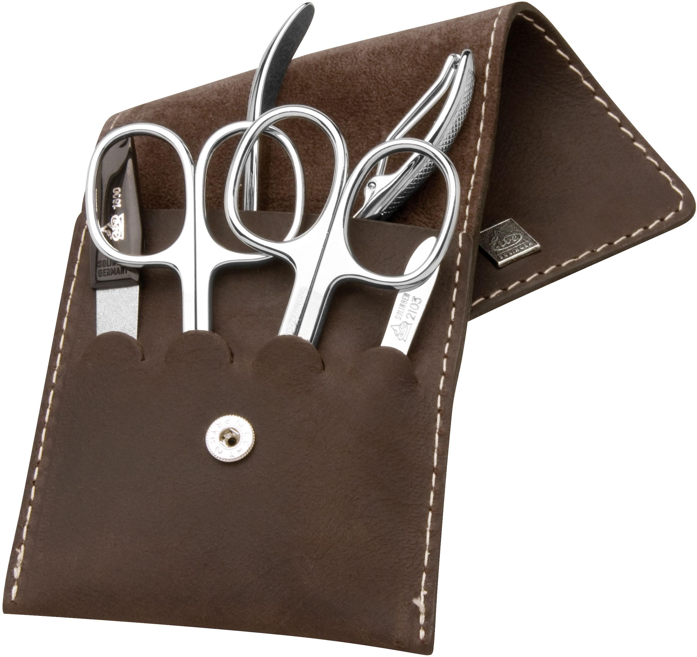 ERBE Maniküre-Etui, Rindleder-Etui mit Druckknopf