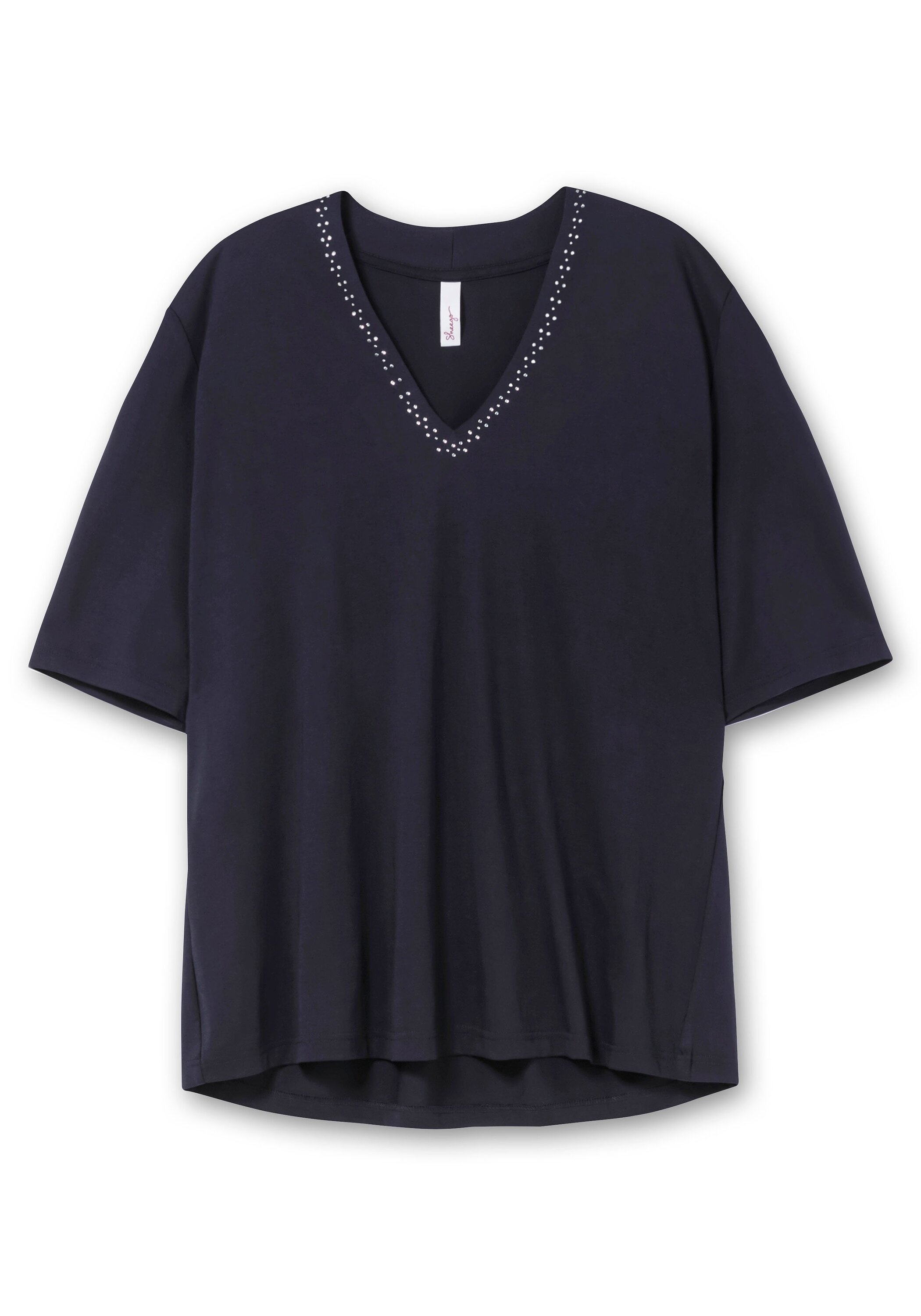 Sheego T-Shirt »Shirt mit Glitzersteinen am Ausschnitt«