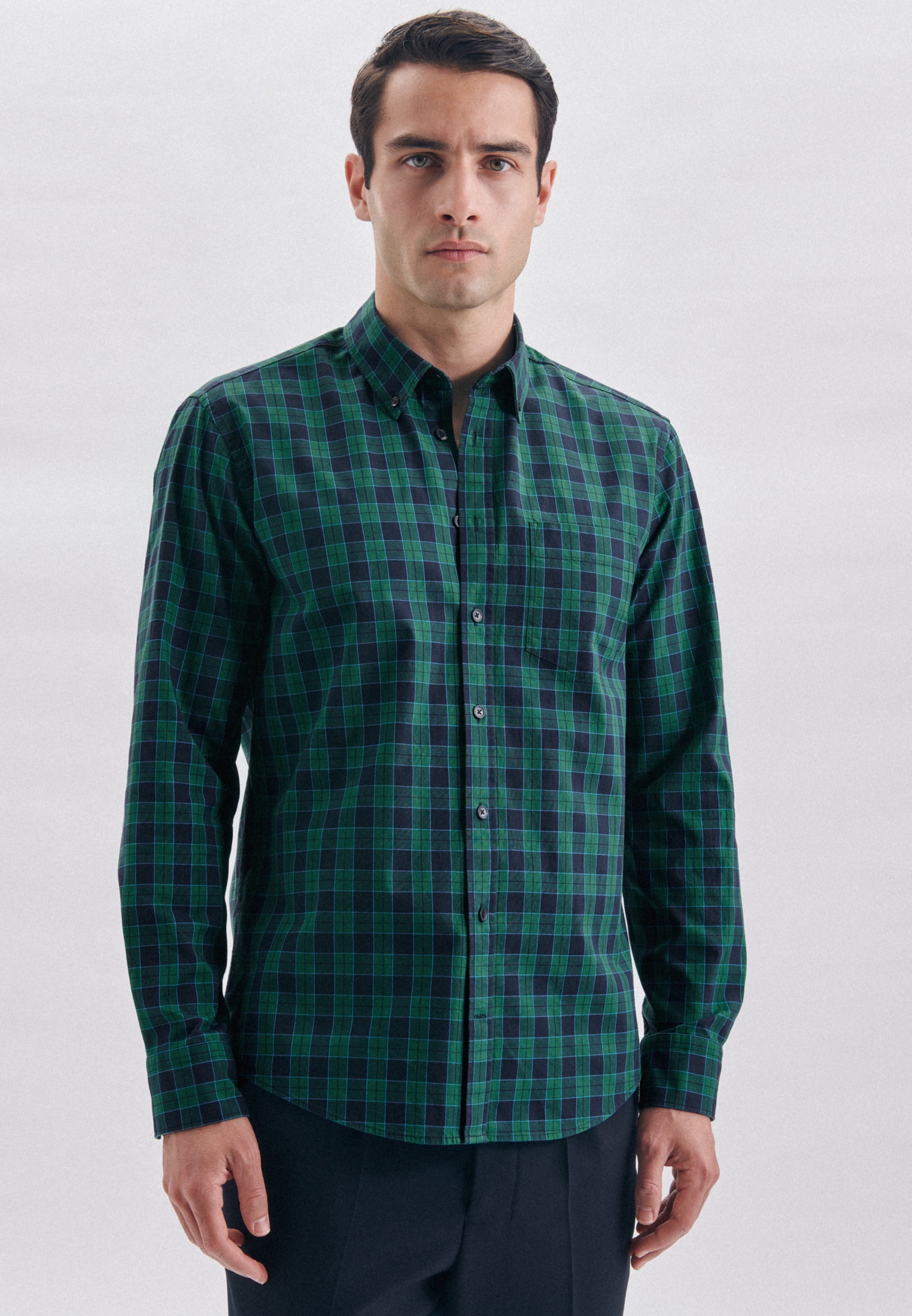 seidensticker Businesshemd »Schwarze Rose«, Regular Langarm Button-Down-Kragen Karo