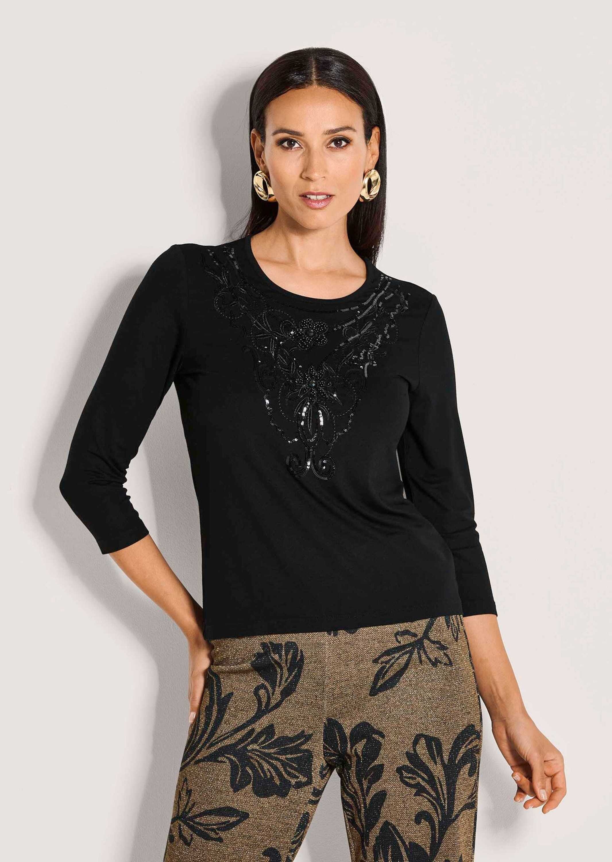 MADELEINE T-Shirt »Glanzshirt Funkelndes Oberteil mit Ziersteinen« Glanz-Akzente