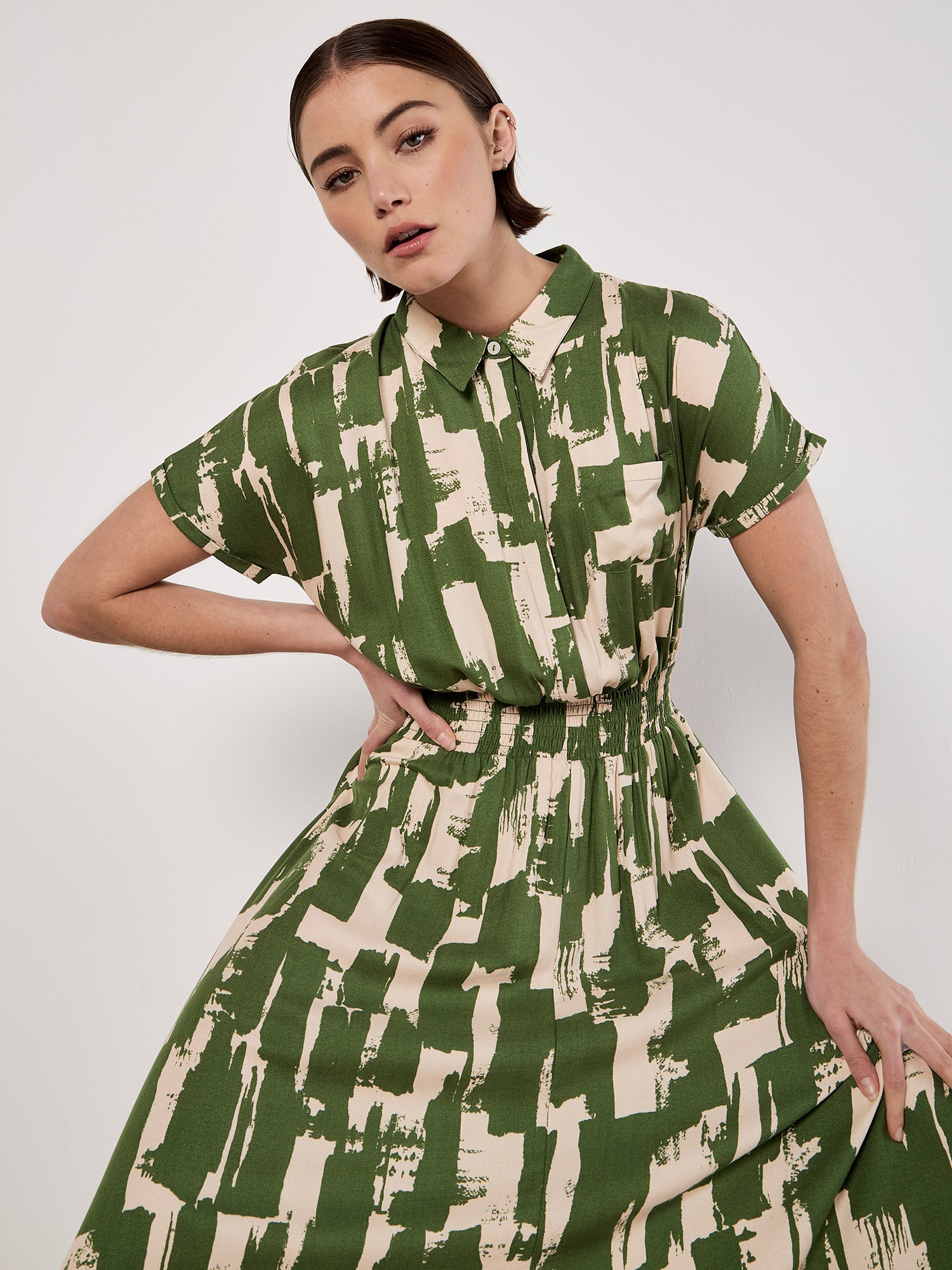 Apricot Midikleid »Midikleid« mit Pinselstrichmuster