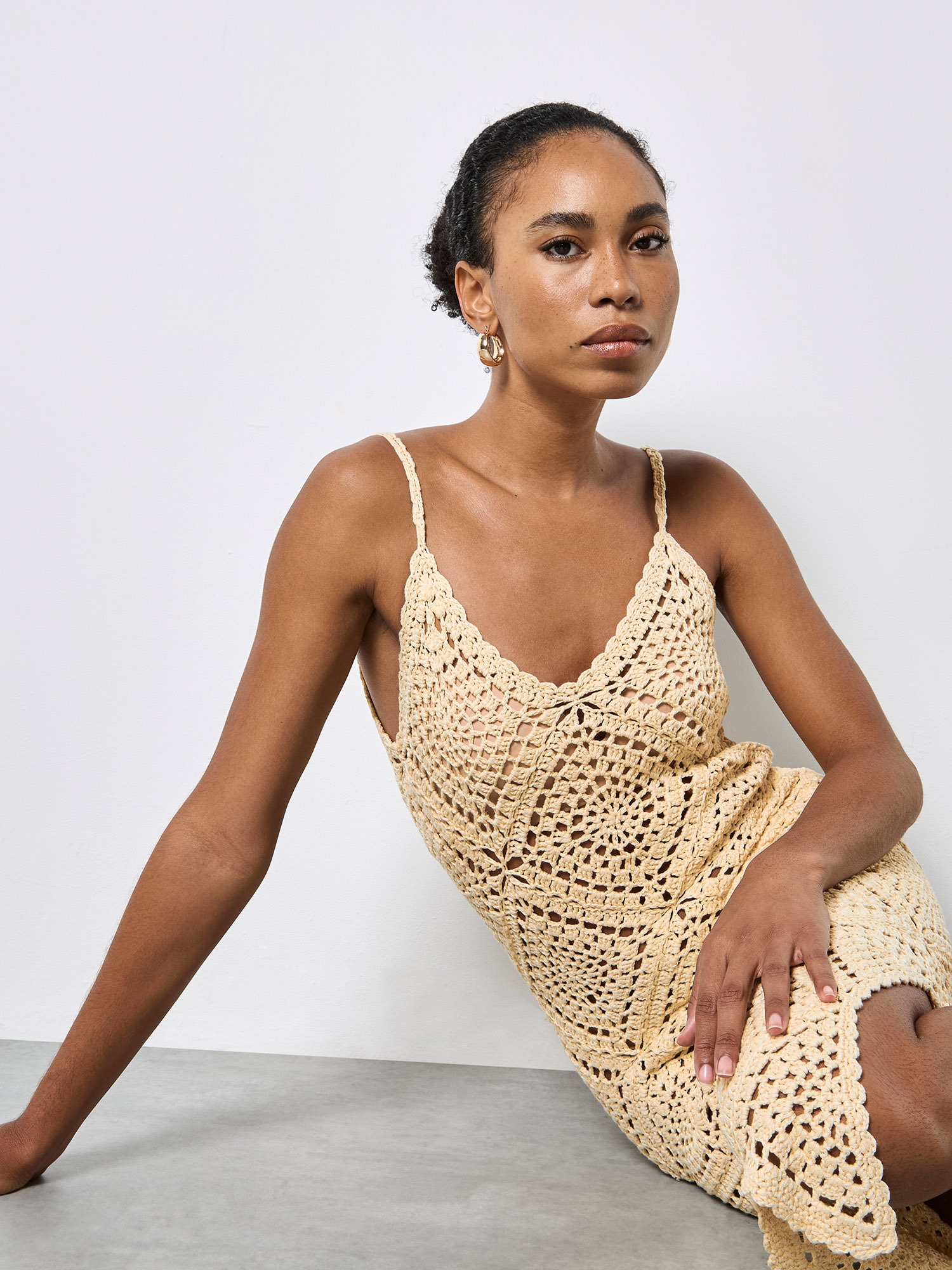 Apricot Midikleid »Midikleid« mit Häkelverzierung
