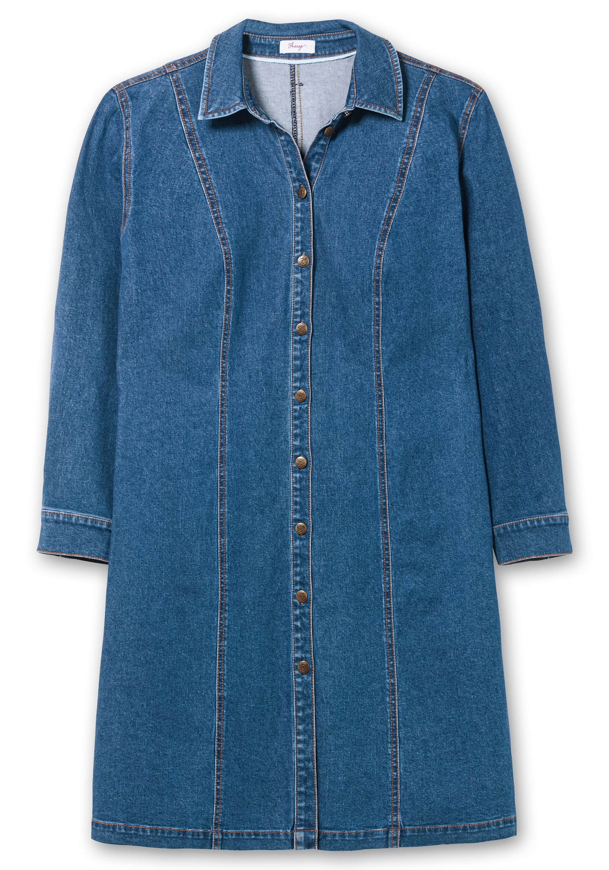 Sheego Jeanskleid »Jeanskleid mit Hemdkragen und Druckknopfleiste«