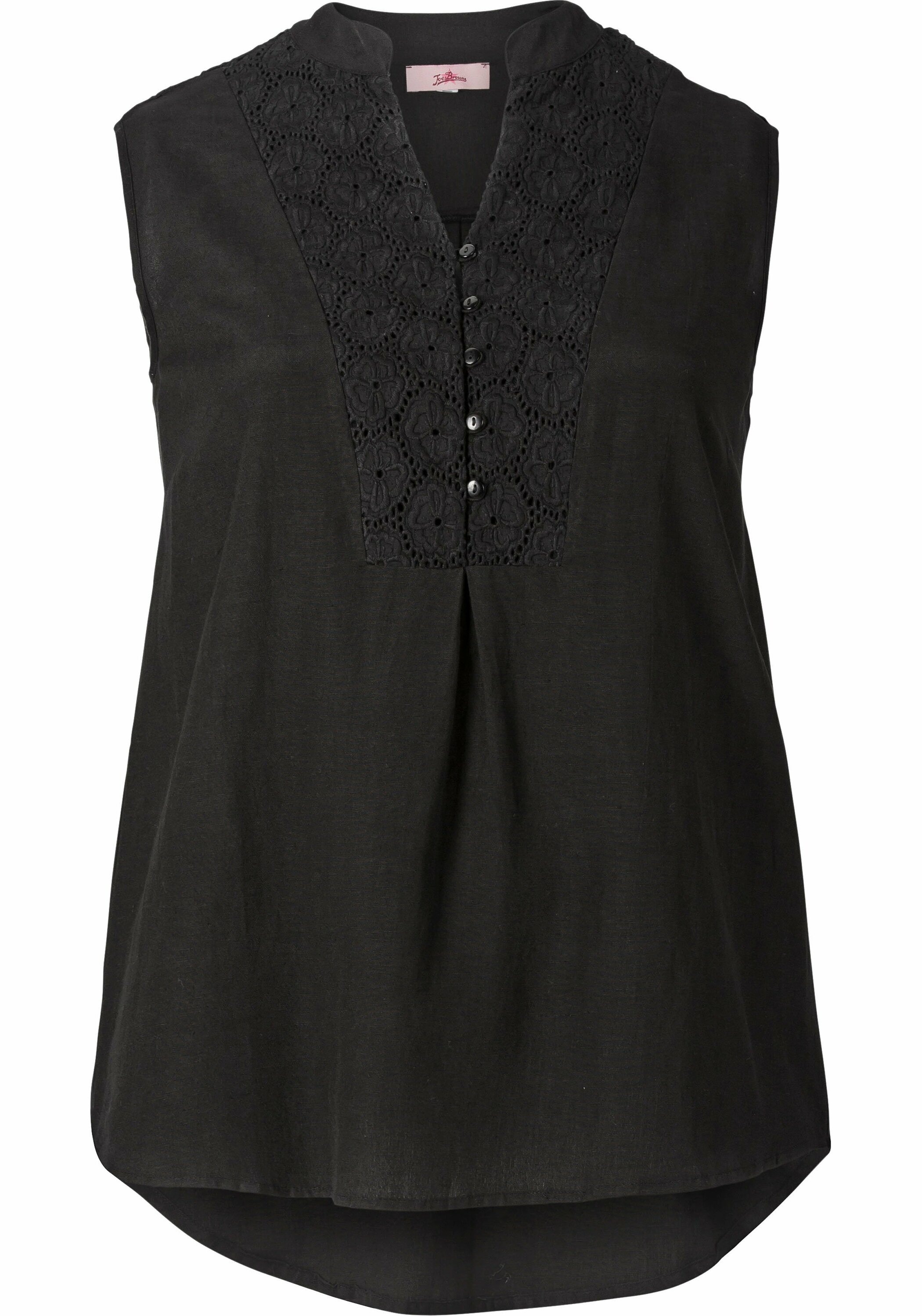 Sheego Shirttop »Webtop mit Spitzenbesatz, mit Leinenanteil«