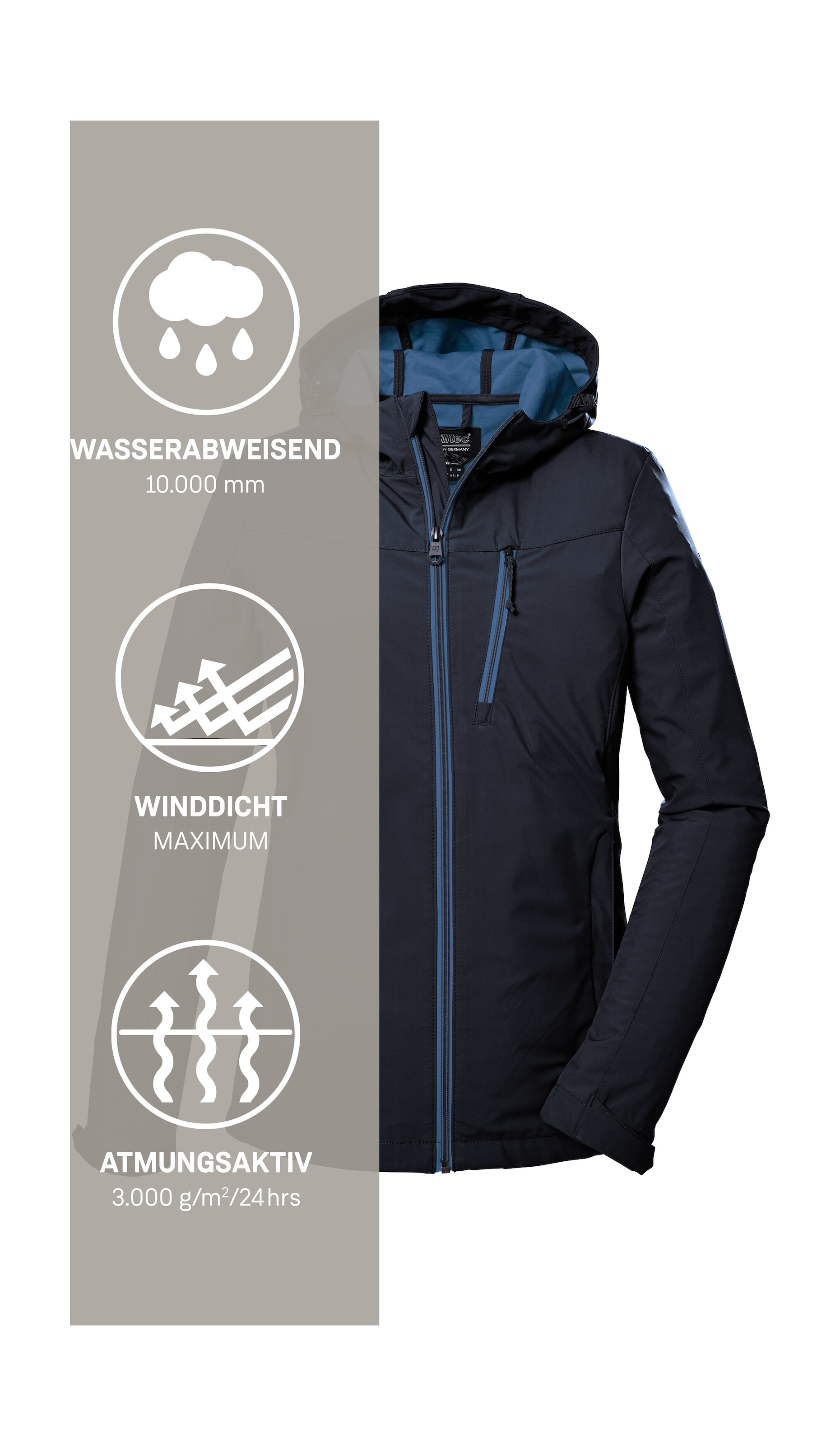 Killtec Softshelljacke »KOS 89 WMN SFTSHLL JCKT« Damen Softshelljacke: Wind-und wasserdicht, atmungsaktiv