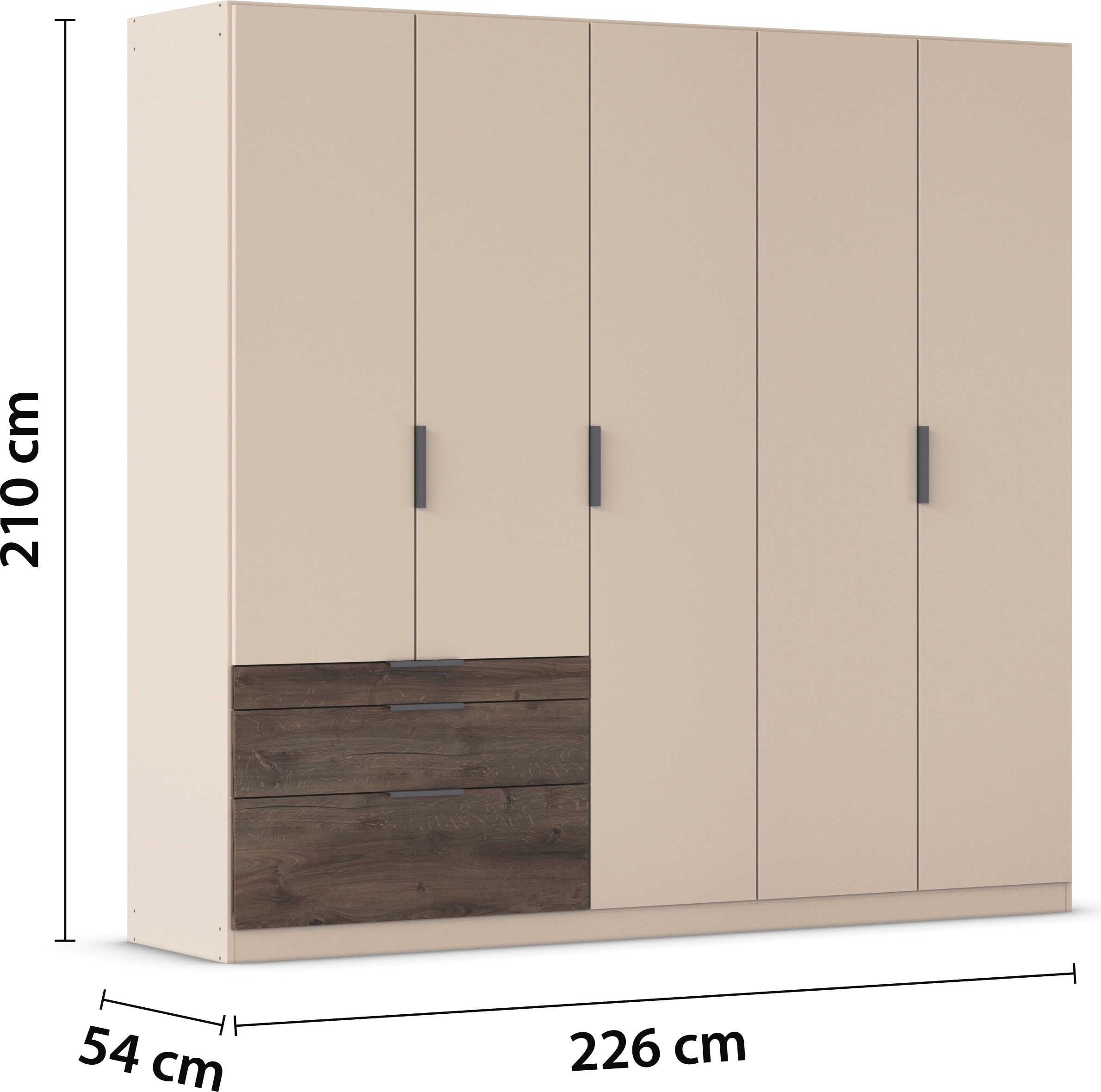 rauch Kleiderschrank »Drehtürenschrank Schrank Garderobe Schlafzimmerschrank KODA« oberer Schubkasten mit praktischer Inneneinteilung,  mit asymmetrisch angeordneten Schubladen MADE IN GERMANY