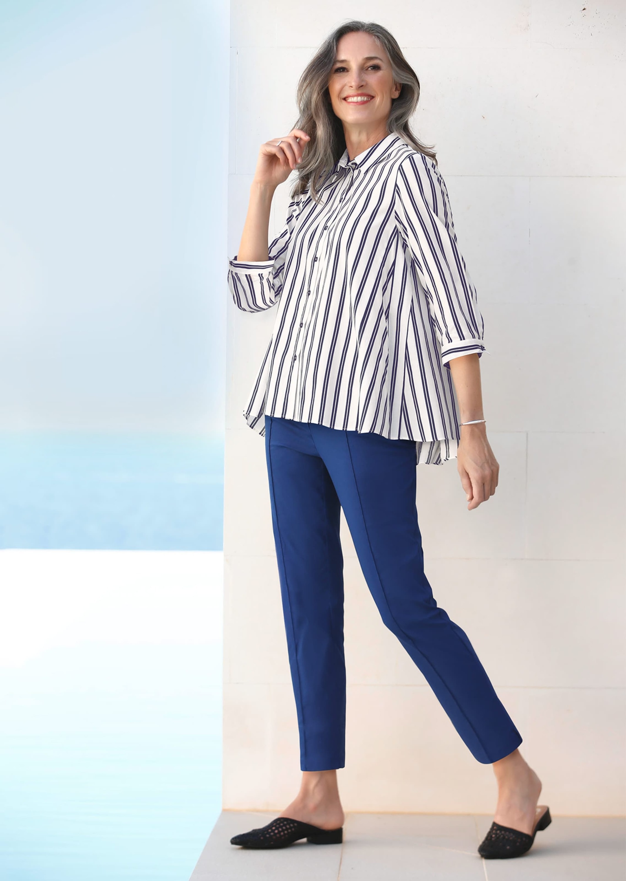 GOLDNER Kurzarmbluse »Schlichte Baumwoll-Bluse mit 3/4-Arm« Ohne