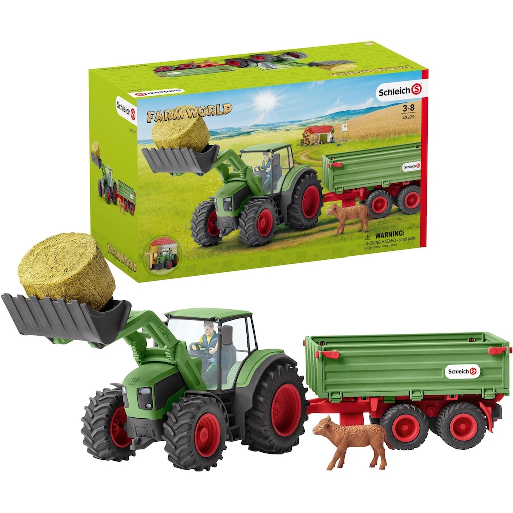Schleich® Spielzeug-Traktor »Farm World, Traktor mit Anhänger (42379)«, (Set), Made in Germany