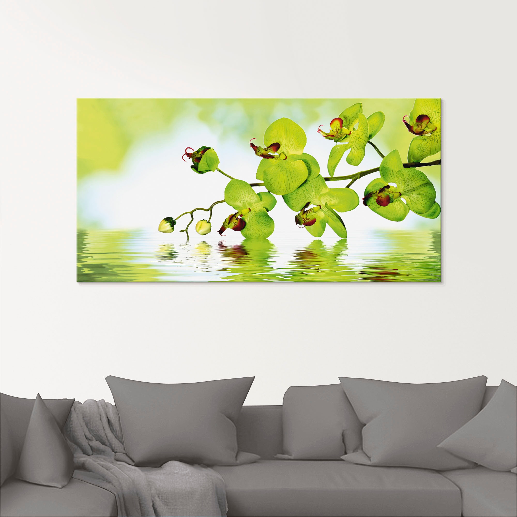 Artland Glasbild »Schöne Orchidee mit grünem Hintergrund«, Blumen, (1 St.), in verschiedenen Größen