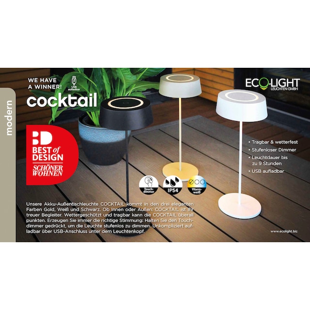 ECO-LIGHT LED Tischleuchte »COCKTAIL«, SCHÖNER WOHNEN DESIGN AWARD kaufen  im OTTO Online Shop