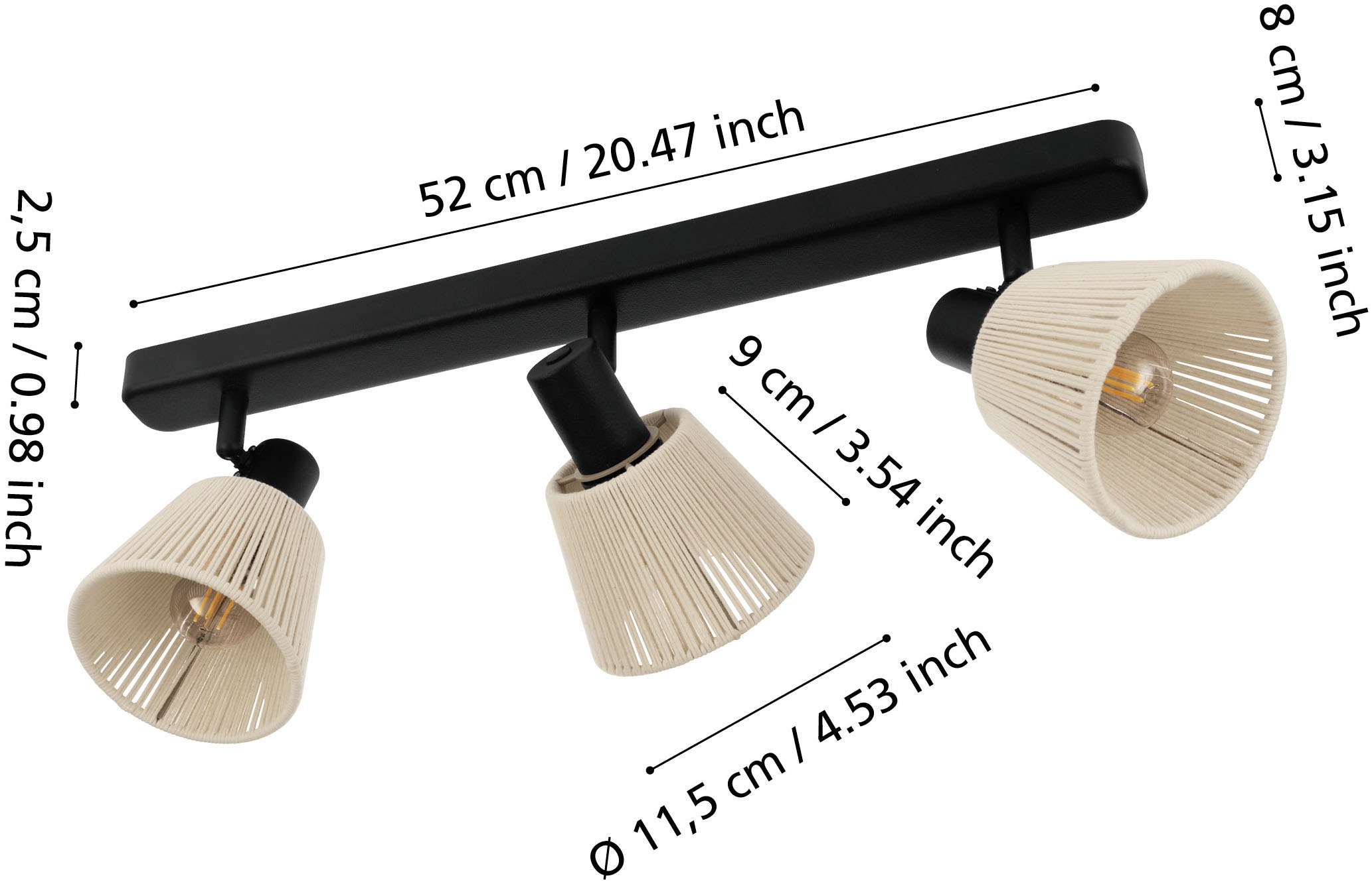 EGLO Deckenspot »SEAGARD Spotlampe - Stahl - E14 - 3X40W - IP20« E14 1 Stk. Deckenlampe, Deckenstrahler, Strahler, L52 x B11,5 x H13,5 cm