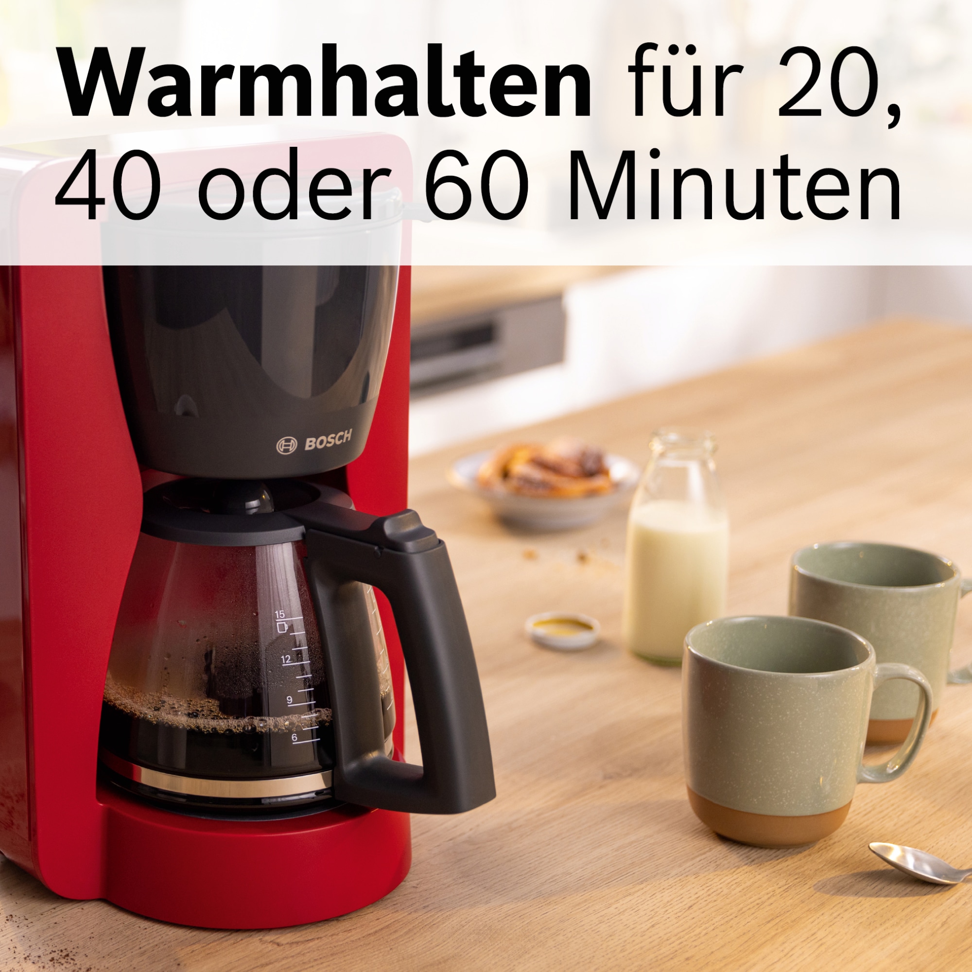 BOSCH Filterkaffeemaschine »MyMoment TKA3M134« 1,25 l Kaffeekanne Papierfilter 1x4 60min Warmhaltefunktion, Aroma intense, Entkalkungsprogramm, 1200 W