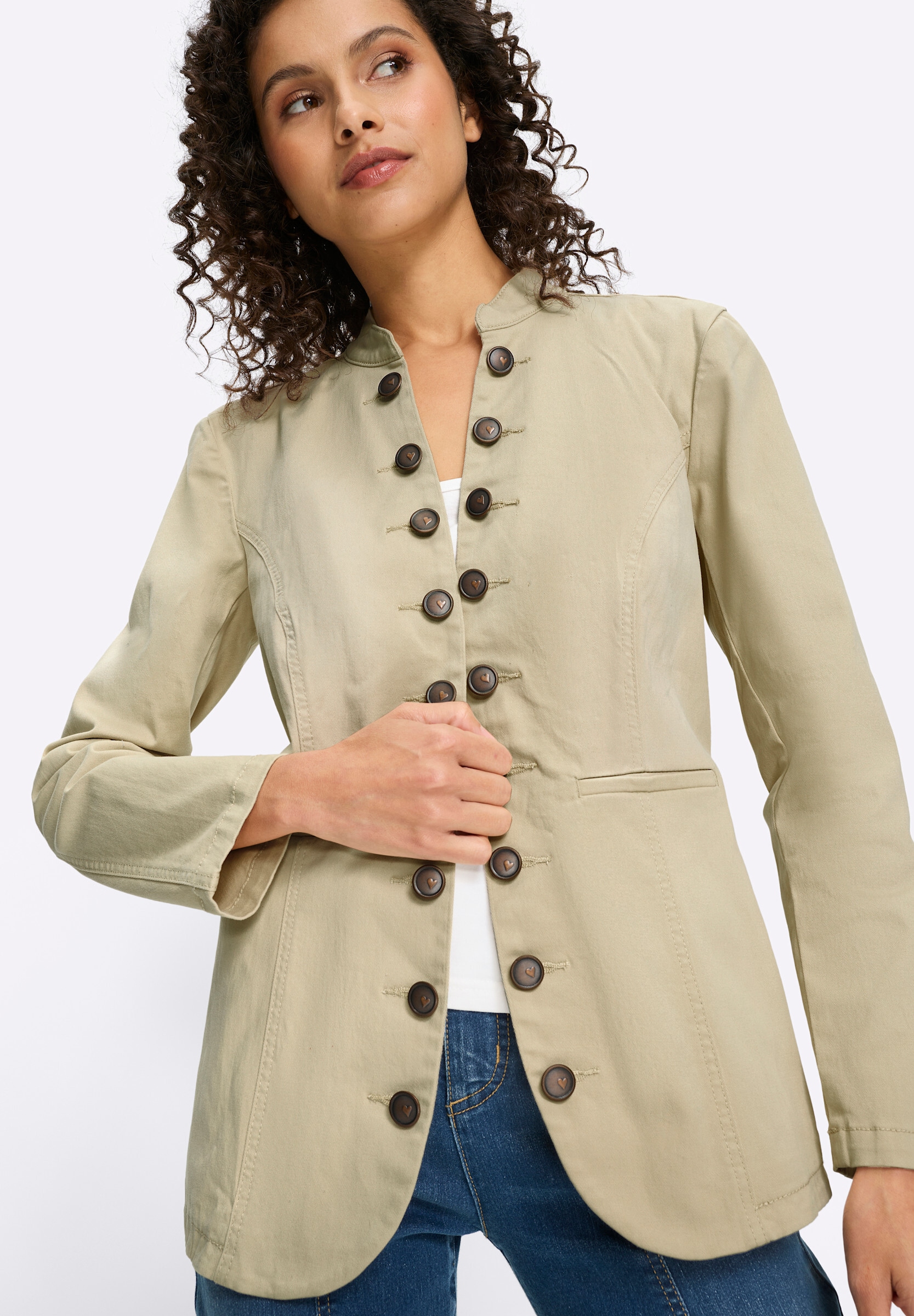 heine Jeansblazer »Jeans-Blazer Jeansblazer mit Häkchenverschluss«
