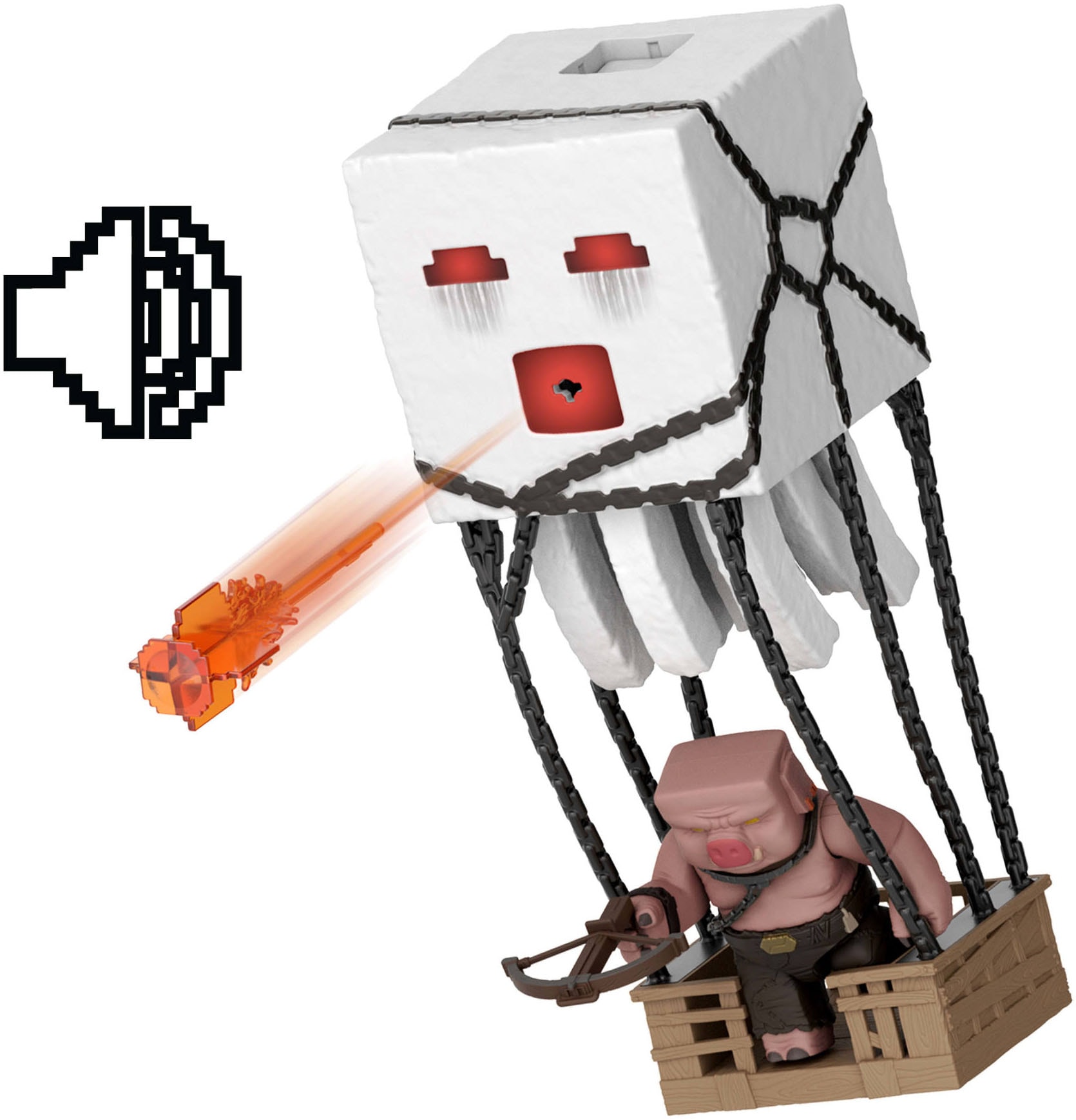 Mattel® Actionfigur »Minecraft Ghast mit Feuerattacke«, (Set), mit Lichteffekten, Geräusche und mehr