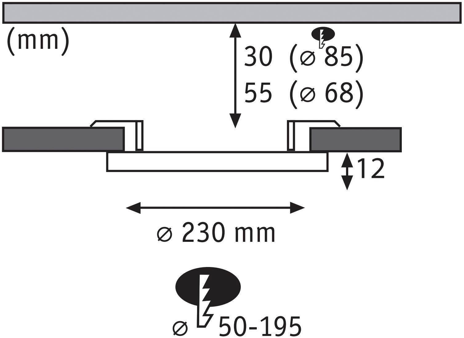Paulmann LED Bad-Einbauleuchte »Areo«, Schutzart IP44, 3-Stufen-dimmbar, Ø 23 cm, inkl. LED Leuchtmittel